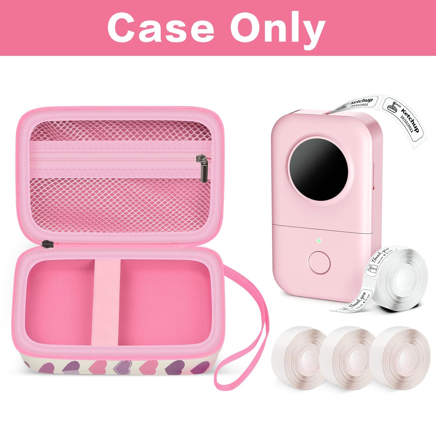 PAIYULE Hard Carrying Case for Phomemo D30 D35 Label Maker, Label Printer Case for Nelko P21, for NIIMBOT D110 D11, for Marklife P11 P12, for SUPVAN E10, Protective EVA Storage Bag with Mesh Pocket
