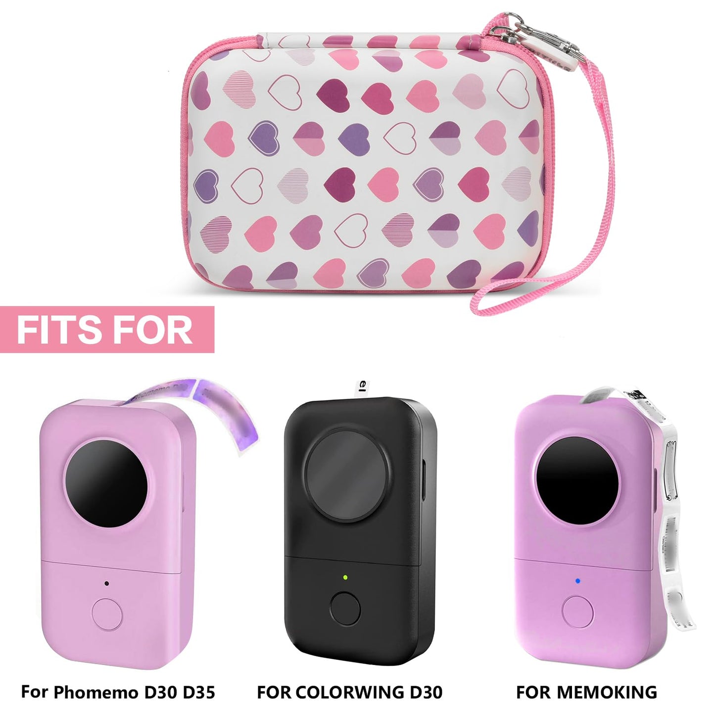 PAIYULE Hard Carrying Case for Phomemo D30 D35 Label Maker, Label Printer Case for Nelko P21, for NIIMBOT D110 D11, for Marklife P11 P12, for SUPVAN E10, Protective EVA Storage Bag with Mesh Pocket