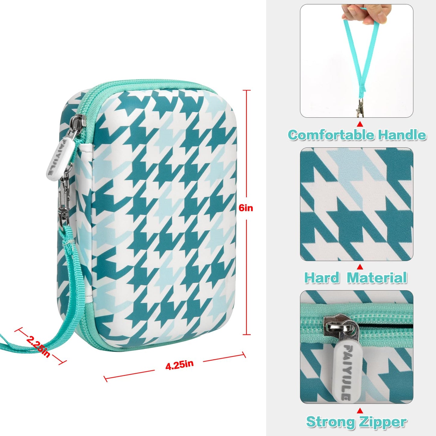 PAIYULE Hard Carrying Case for Phomemo D30 D35 Label Maker, Label Printer Case for Nelko P21, for NIIMBOT D110 D11, for Marklife P11 P12, for SUPVAN E10, Protective EVA Storage Bag with Mesh Pocket
