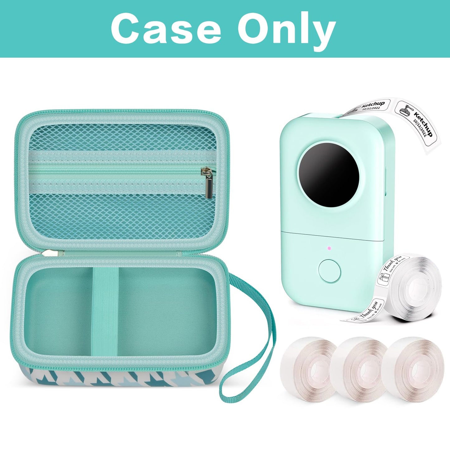 PAIYULE Hard Carrying Case for Phomemo D30 D35 Label Maker, Label Printer Case for Nelko P21, for NIIMBOT D110 D11, for Marklife P11 P12, for SUPVAN E10, Protective EVA Storage Bag with Mesh Pocket