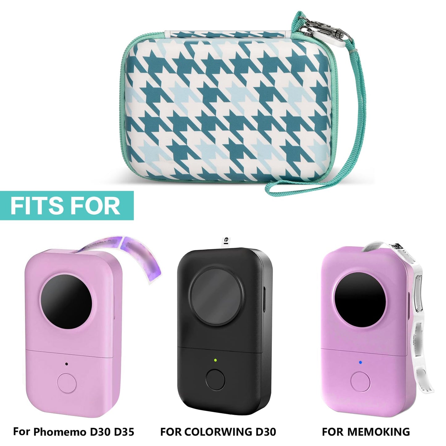 PAIYULE Hard Carrying Case for Phomemo D30 D35 Label Maker, Label Printer Case for Nelko P21, for NIIMBOT D110 D11, for Marklife P11 P12, for SUPVAN E10, Protective EVA Storage Bag with Mesh Pocket