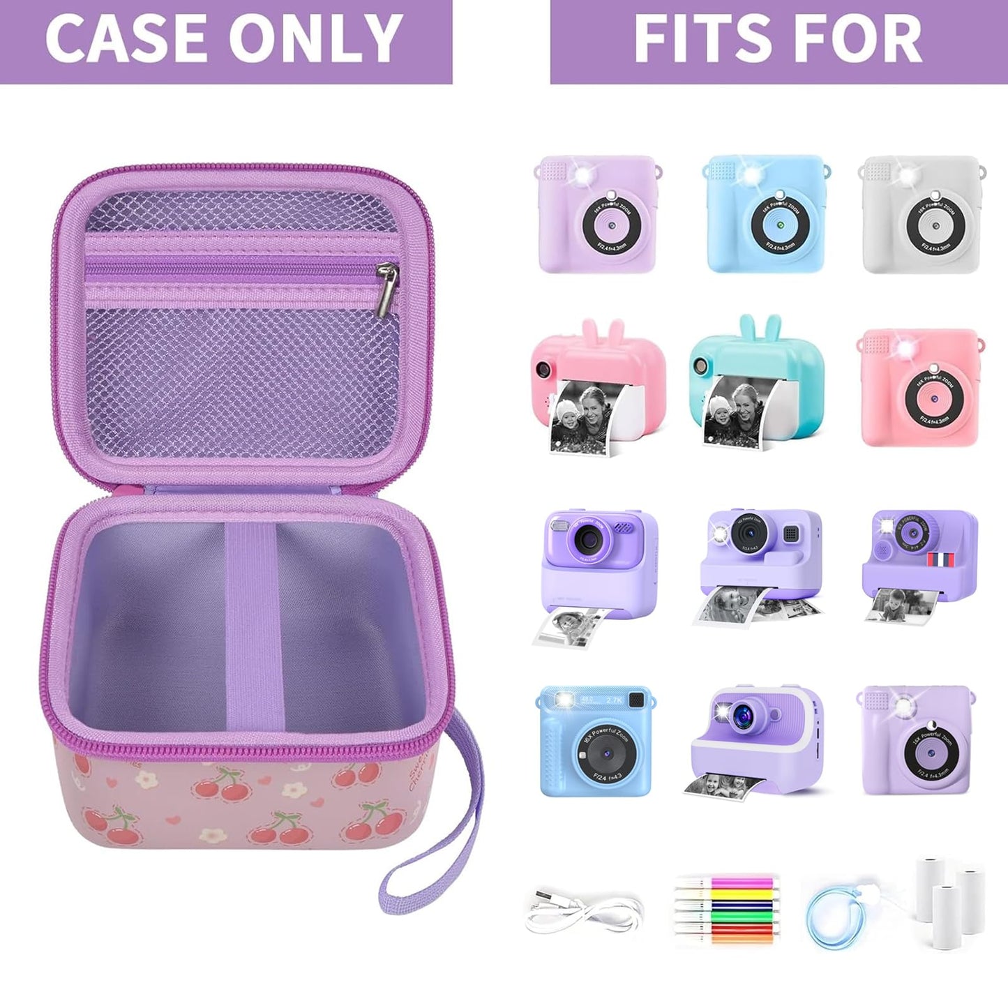 PAIYULE Kids Instant Print Camera Case Compatible with ESOXOFFORE for Dylanto for DUDUDRAGON for GKTZ for ETIKEZ for Dafotil for Careenoah Digital Video Prints Paper Bag (Box Only) Purple