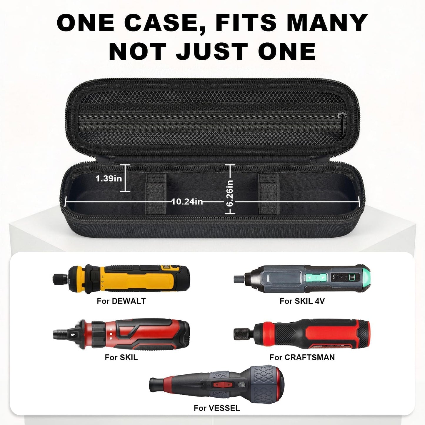 PAIYULE Universal Storage Case for Cordless Electric Screwdriver, Portable Power Tool Organizer Bag Compatible with DEWALT for Skil for CRAFTSMAN Screwdriver and Bit Sets, Black (Box Only)