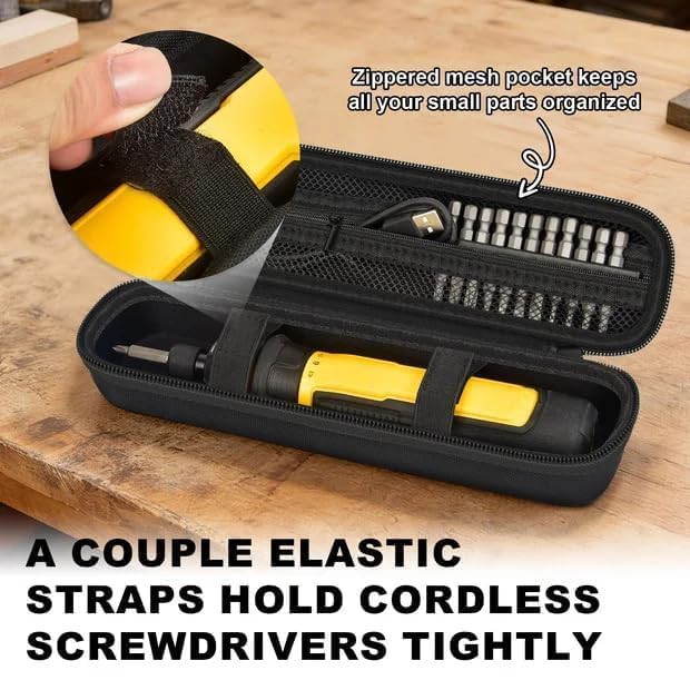 PAIYULE Universal Storage Case for Cordless Electric Screwdriver, Portable Power Tool Organizer Bag Compatible with DEWALT for Skil for CRAFTSMAN Screwdriver and Bit Sets, Black (Box Only)