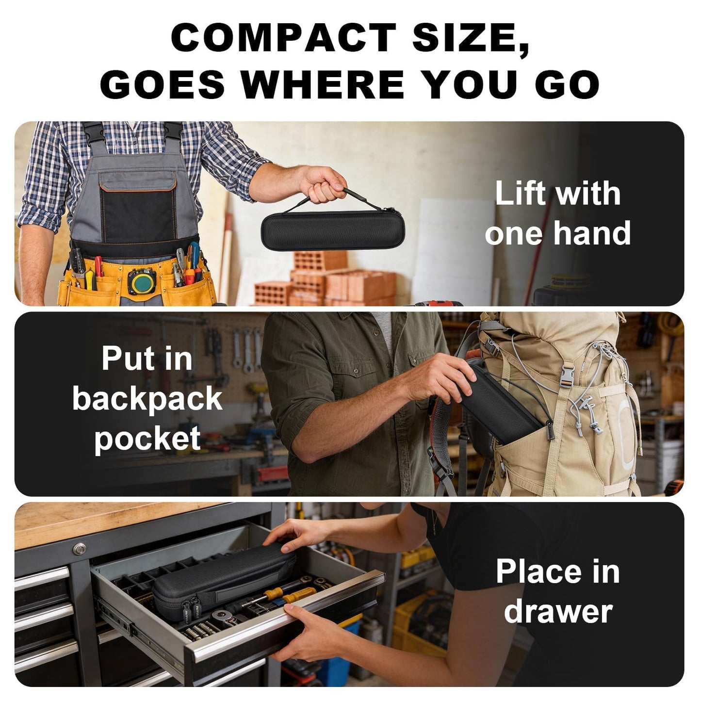 PAIYULE Universal Storage Case for Cordless Electric Screwdriver, Portable Power Tool Organizer Bag Compatible with DEWALT for Skil for CRAFTSMAN Screwdriver and Bit Sets, Black (Box Only)