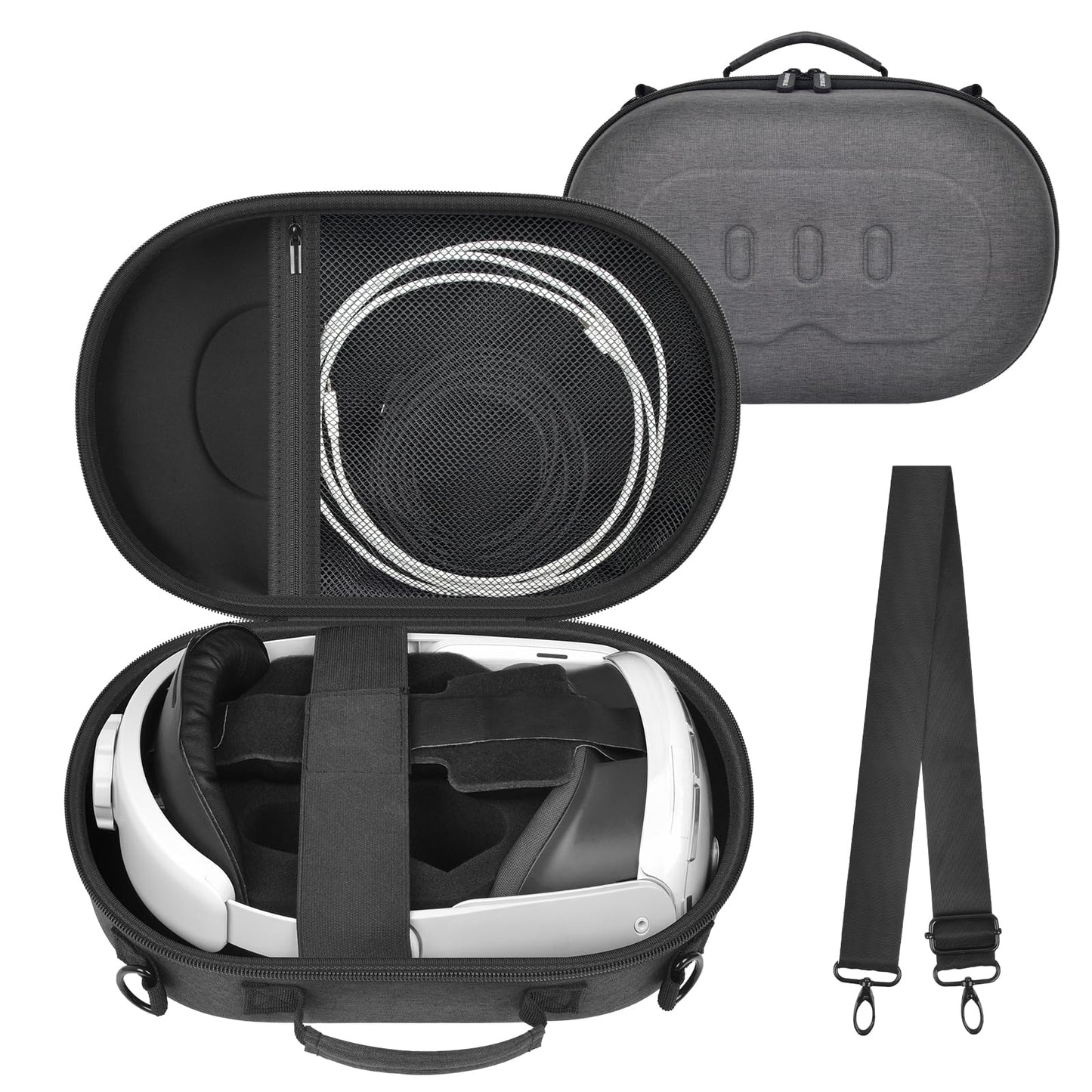 PAIYULE Hard Carrying Case for Meta Quest 3S/3 with Elite Strap, Travel Storage Bag Custom Sponge Insert for Touch Controllers & Accessories, Anti-Drop VR Headset Protective Box - Grey (Case Only)