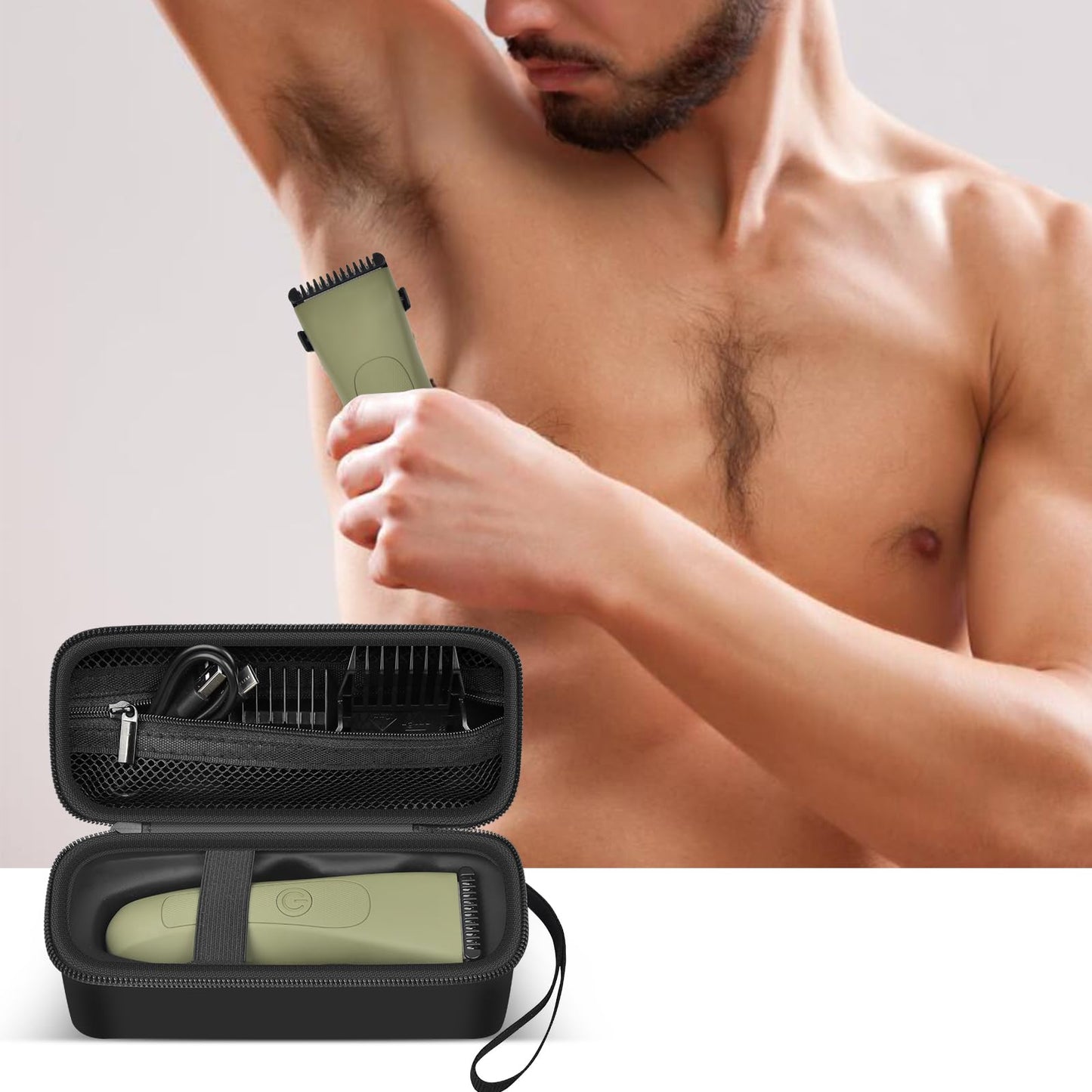 PAIYULE Case for MANSPOT for Meridian Body Hair Trimmer for Men, Electric Beard Shaver Storage Holder for LADYSPOT Pubic Razor and Extra Blade Heads- Box Only (Black)