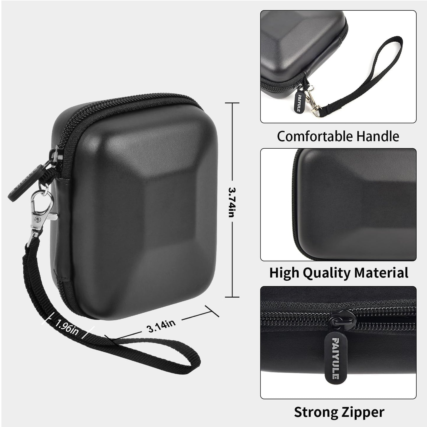 PAIYULE Camera Case for Kodak PIXPRO FZ55/FZ45/WPZ2, Shockproof Hard Shell Camera Case with EVA Foam Insert, SD Card Holder, Mesh Pocket & Hand Strap, Weather-Resistant Travel Case, Black (Case Only)