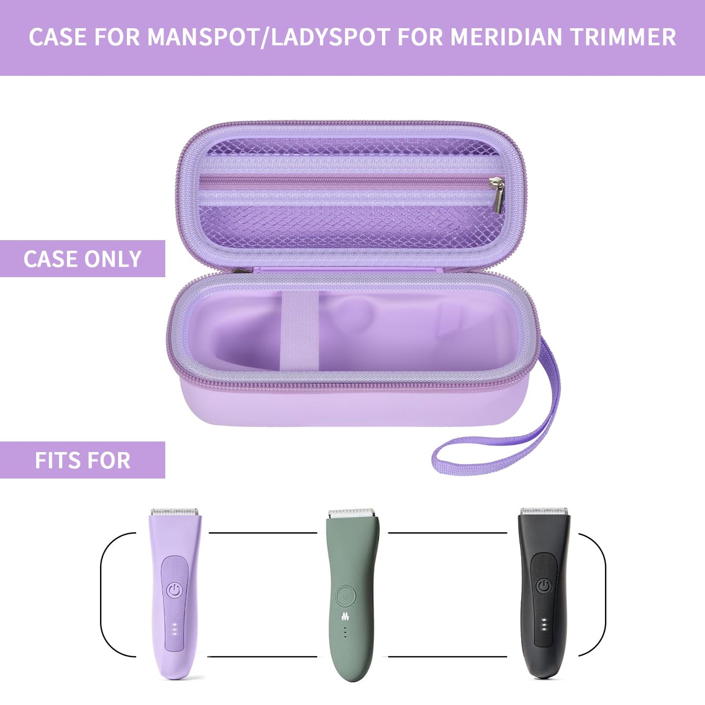 PAIYULE Case for MANSPOT for Meridian Body Hair Trimmer for Men, Electric Beard Shaver Storage Holder for LADYSPOT Pubic Razor and Extra Blade Heads- Box Only (Black)