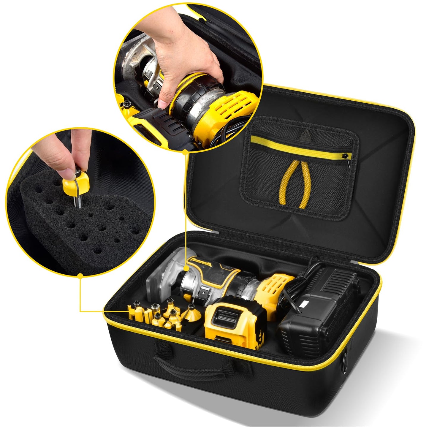 PAIYULE Case for DEWALT 20V Max XR Cordless Router- DCW600B for MtiolHig for Makita Woodworking Tools with Strap, Compact Router Accessories Storage Bag for Battery, Charger, Bits (Box Only)