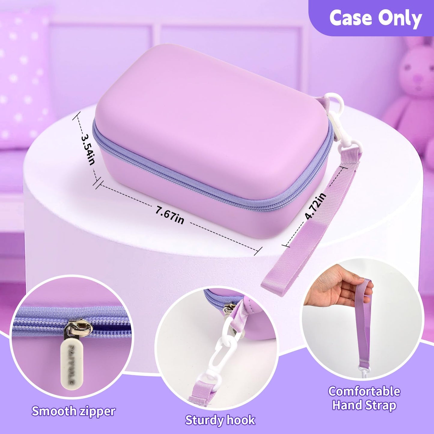 PAIYULE Kids Instant Print Camera Case for ESOXOFFORE Digital Video Cameras with 3 Rolls Paper Refill, Toddler Film Camera Storage Holder Bag with Mesh Pocket for Thermal Paper (Box Only)- Blue