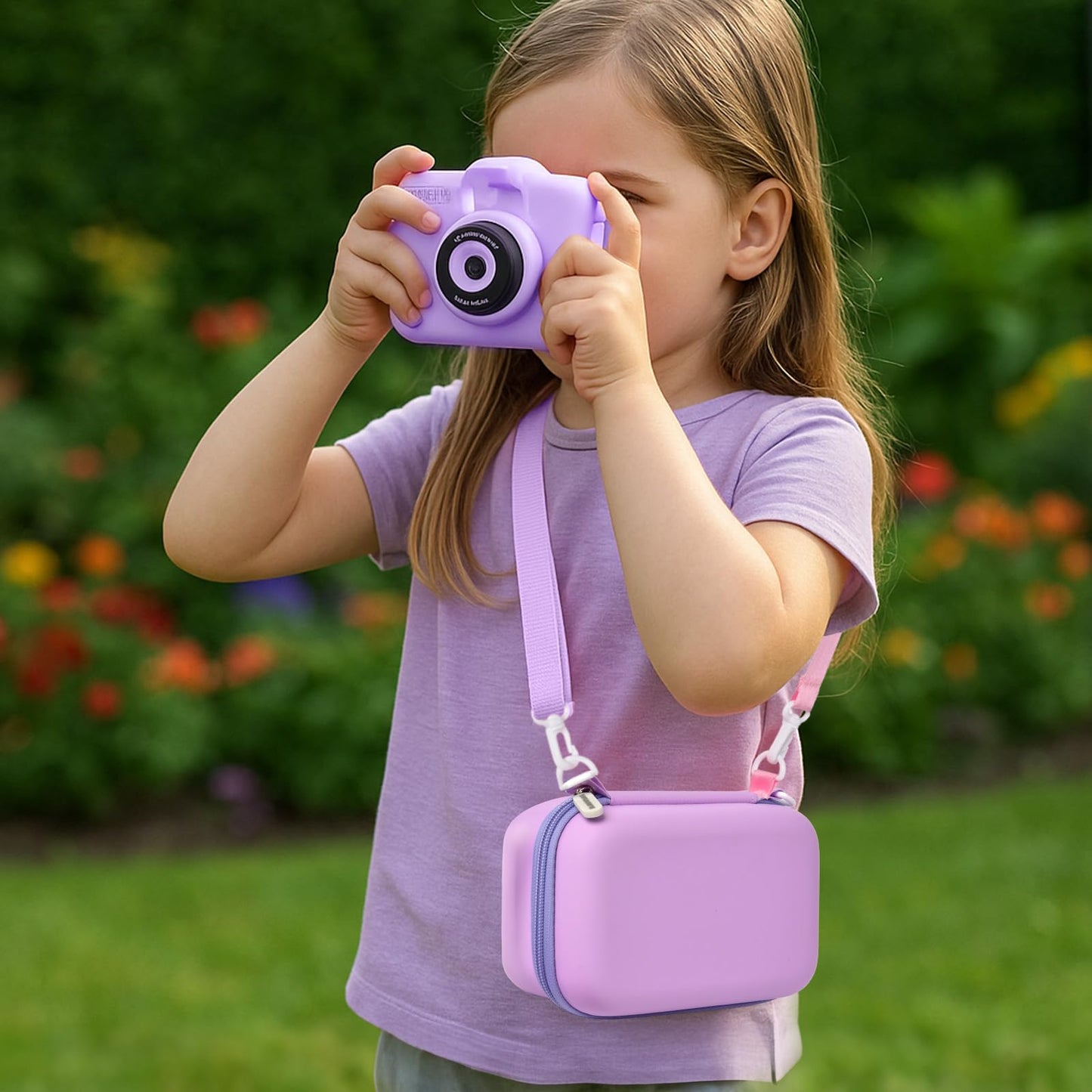 PAIYULE Kids Instant Print Camera Case for ESOXOFFORE Digital Video Cameras with 3 Rolls Paper Refill, Toddler Film Camera Storage Holder Bag with Mesh Pocket for Thermal Paper (Box Only)- Blue