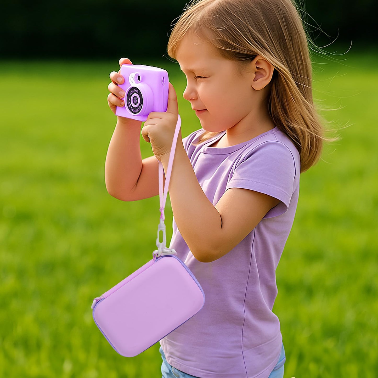PAIYULE Kids Instant Print Camera Case for ESOXOFFORE Digital Video Cameras with 3 Rolls Paper Refill, Toddler Film Camera Storage Holder Bag with Mesh Pocket for Thermal Paper (Box Only)- Blue