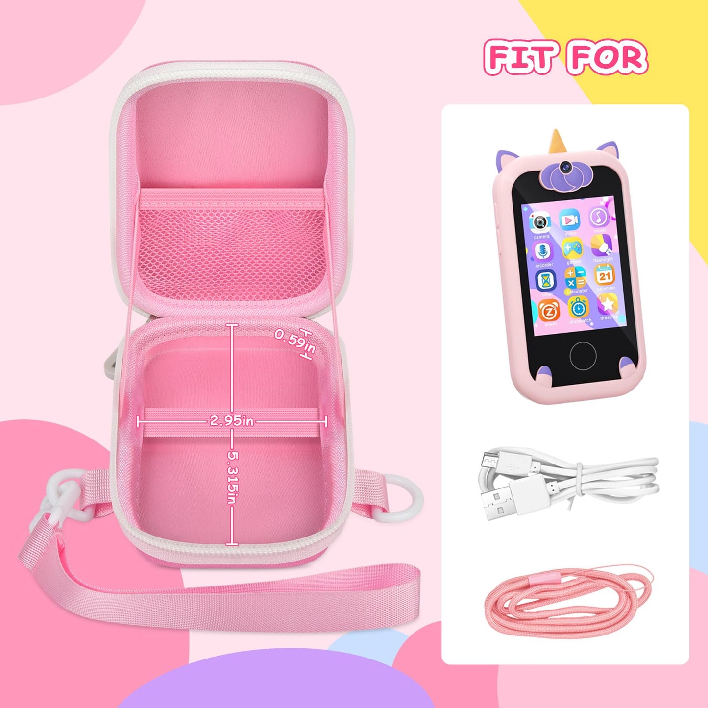 PAIYULE Kids Toys Smartphone Case Compatible with Luoba/for WEOLULI/for Yosfeng/for Joozfee Toddler Learning Play Mini Mobile Cell Phones Storage Holder for SD Cards Accessories- Pink(Box only)