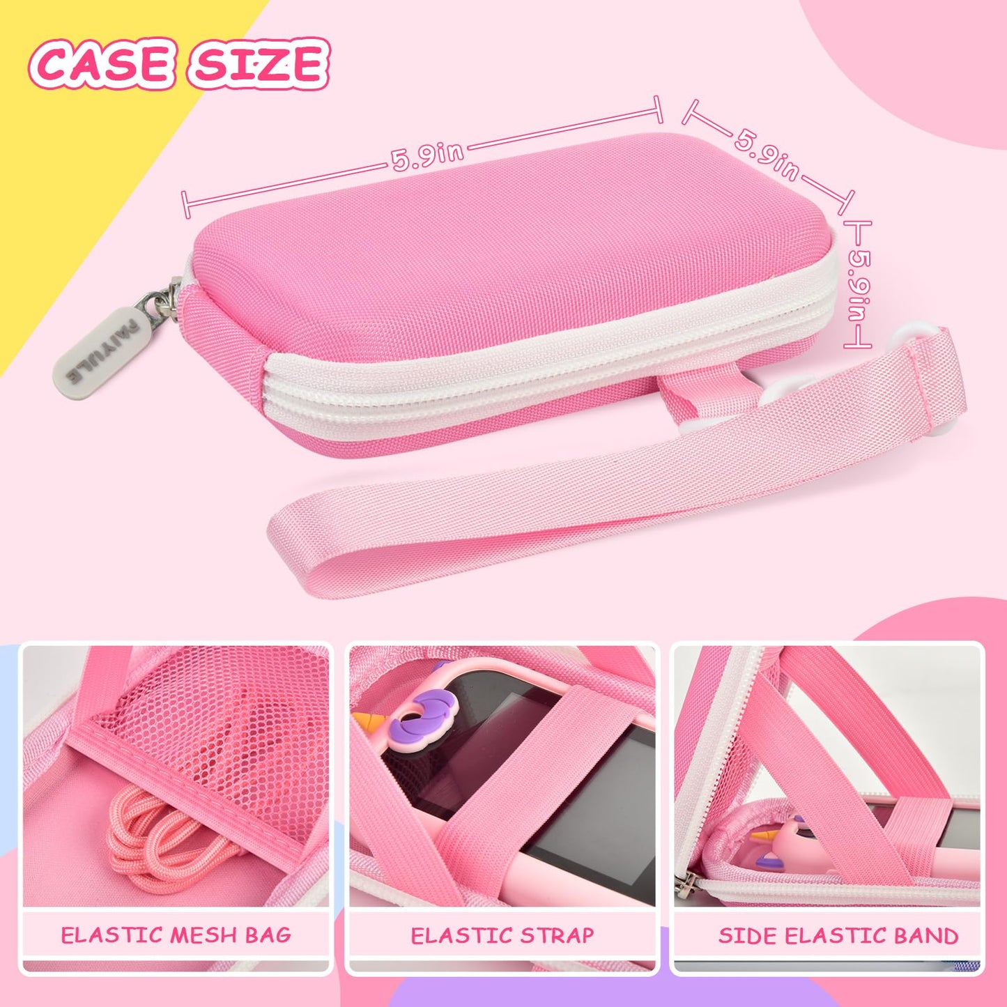 PAIYULE Kids Toys Smartphone Case Compatible with Luoba/for WEOLULI/for Yosfeng/for Joozfee Toddler Learning Play Mini Mobile Cell Phones Storage Holder for SD Cards Accessories- Pink(Box only)