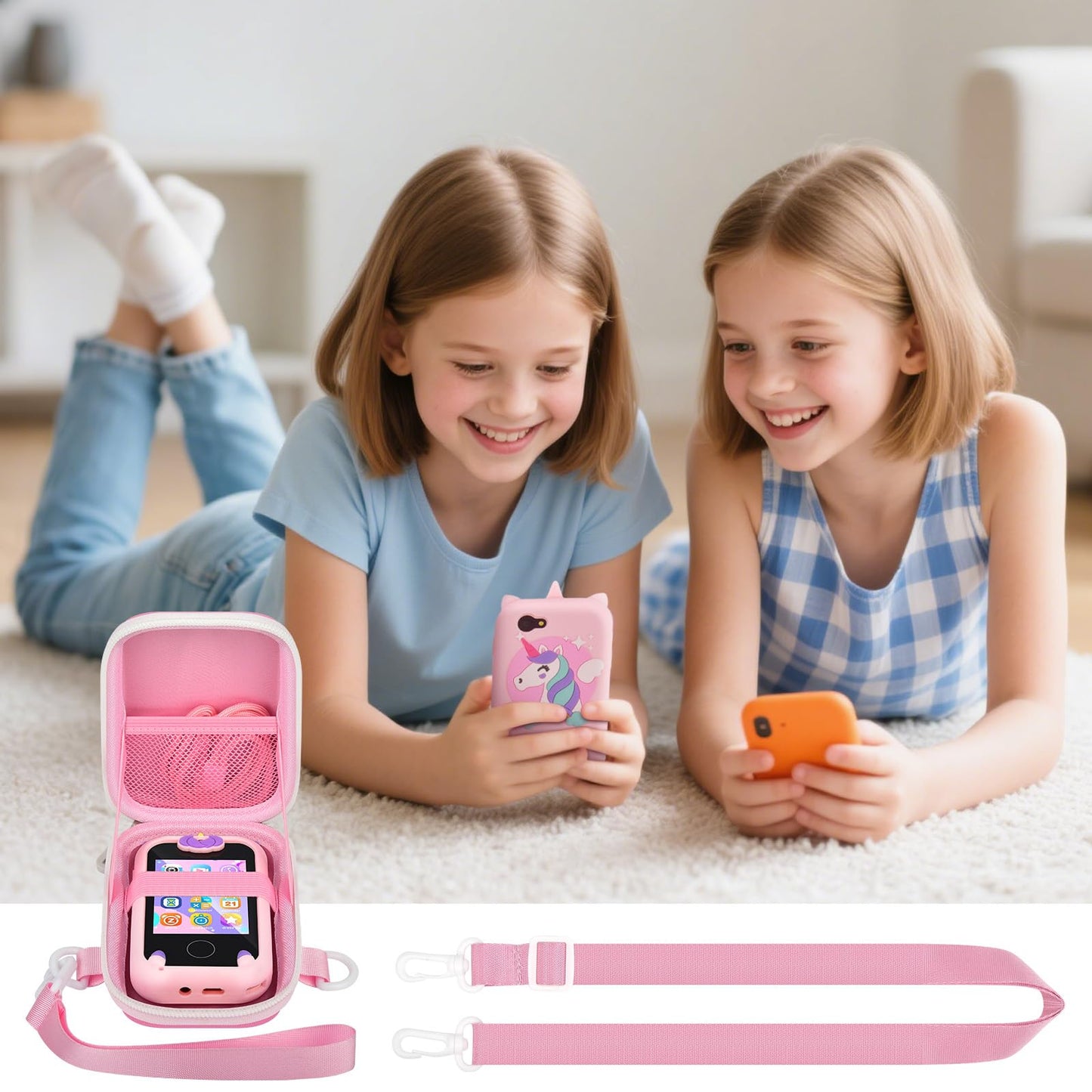 PAIYULE Kids Toys Smartphone Case Compatible with Luoba/for WEOLULI/for Yosfeng/for Joozfee Toddler Learning Play Mini Mobile Cell Phones Storage Holder for SD Cards Accessories- Pink(Box only)