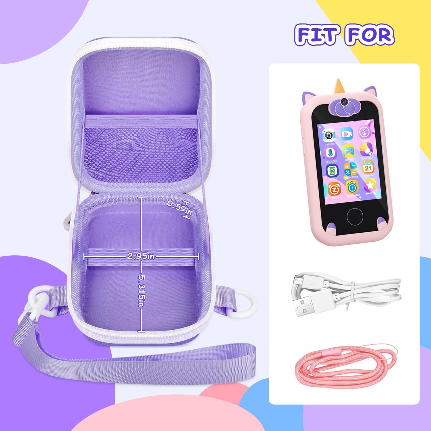PAIYULE Kids Toys Smartphone Case Compatible with Luoba/for WEOLULI/for Yosfeng/for Joozfee Toddler Learning Play Mini Mobile Cell Phones Storage Holder for SD Cards Accessories- Pink(Box only)