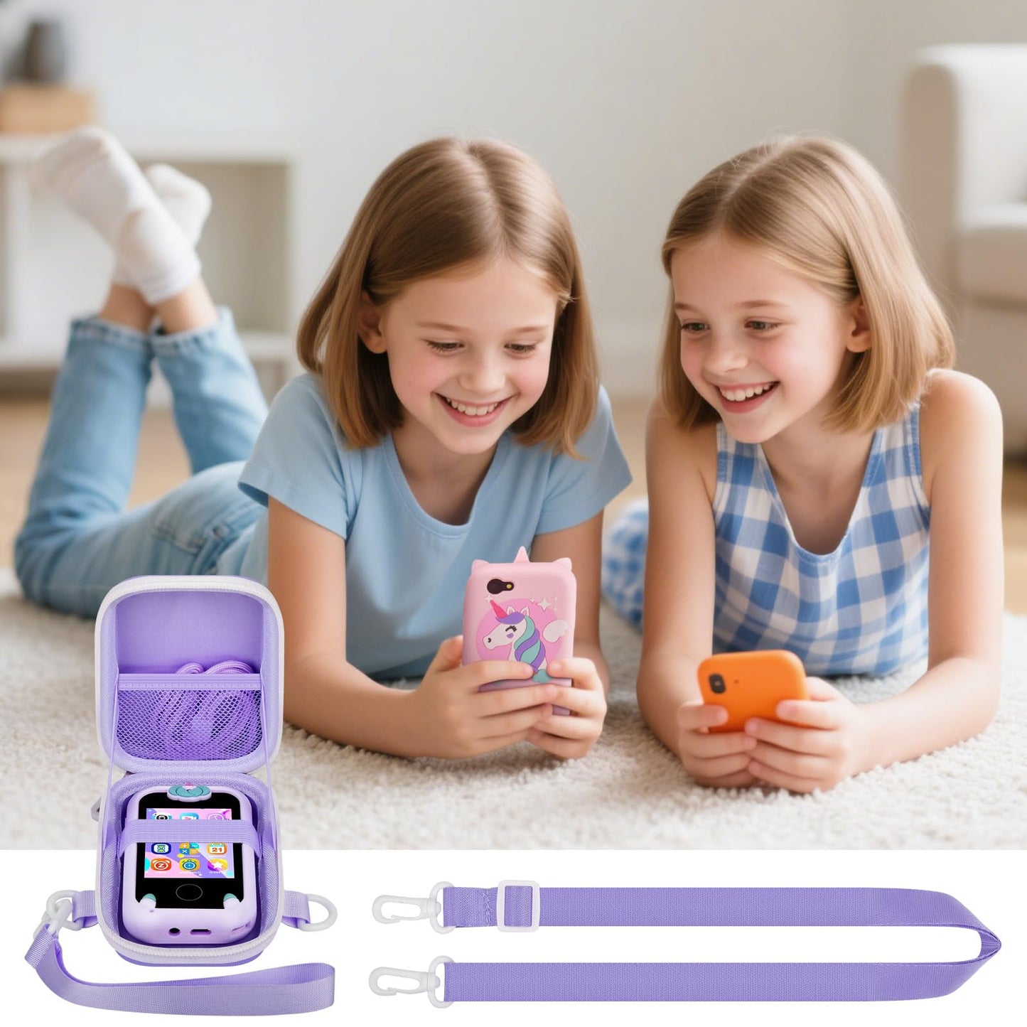 PAIYULE Kids Toys Smartphone Case Compatible with Luoba/for WEOLULI/for Yosfeng/for Joozfee Toddler Learning Play Mini Mobile Cell Phones Storage Holder for SD Cards Accessories- Pink(Box only)