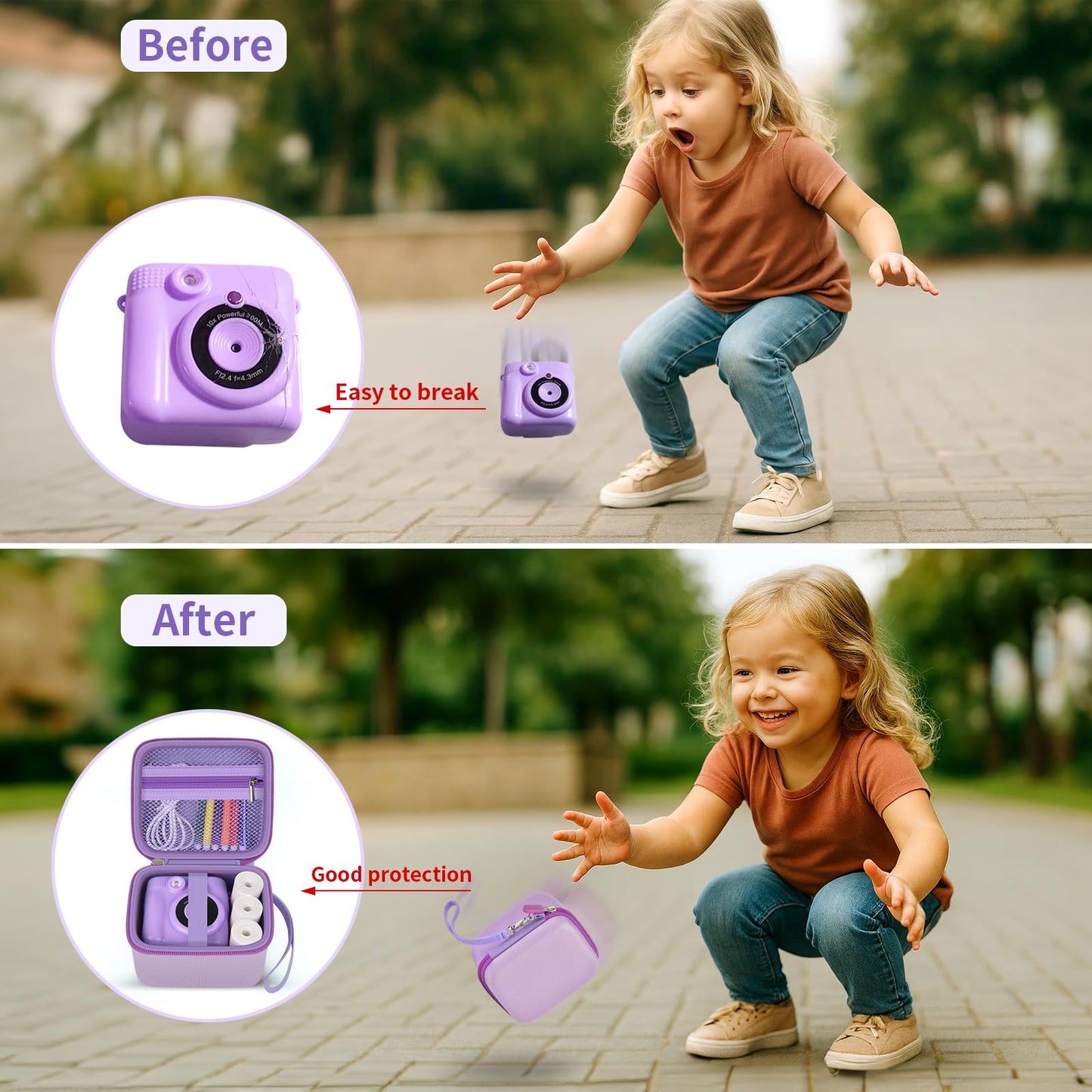 PAIYULE Kids Instant Print Camera Case Compatible with ESOXOFFORE for Dylanto for DUDUDRAGON for GKTZ for ETIKEZ for Dafotil for Careenoah Digital Video Prints Paper Bag (Box Only) Purple