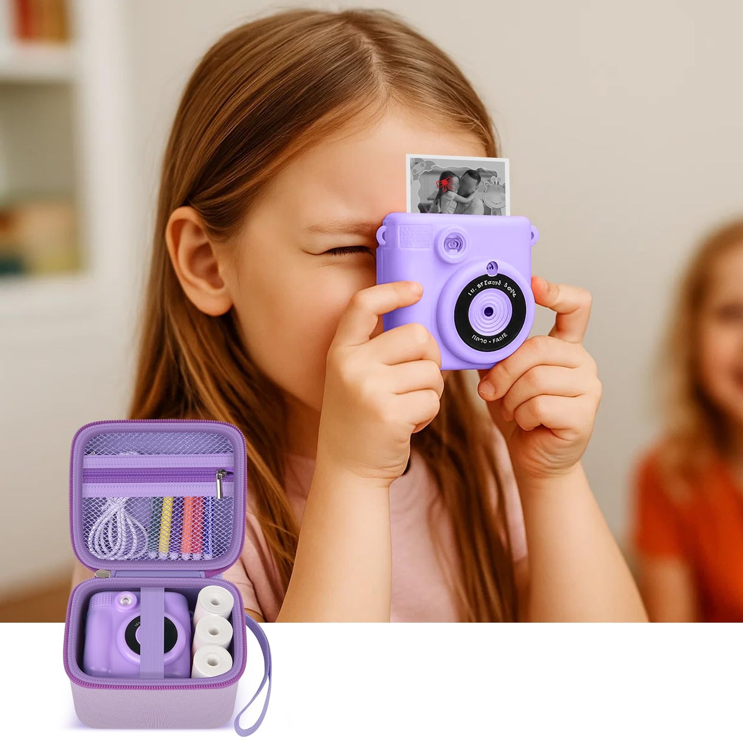 PAIYULE Kids Instant Print Camera Case Compatible with ESOXOFFORE for Dylanto for DUDUDRAGON for GKTZ for ETIKEZ for Dafotil for Careenoah Digital Video Prints Paper Bag (Box Only) Purple