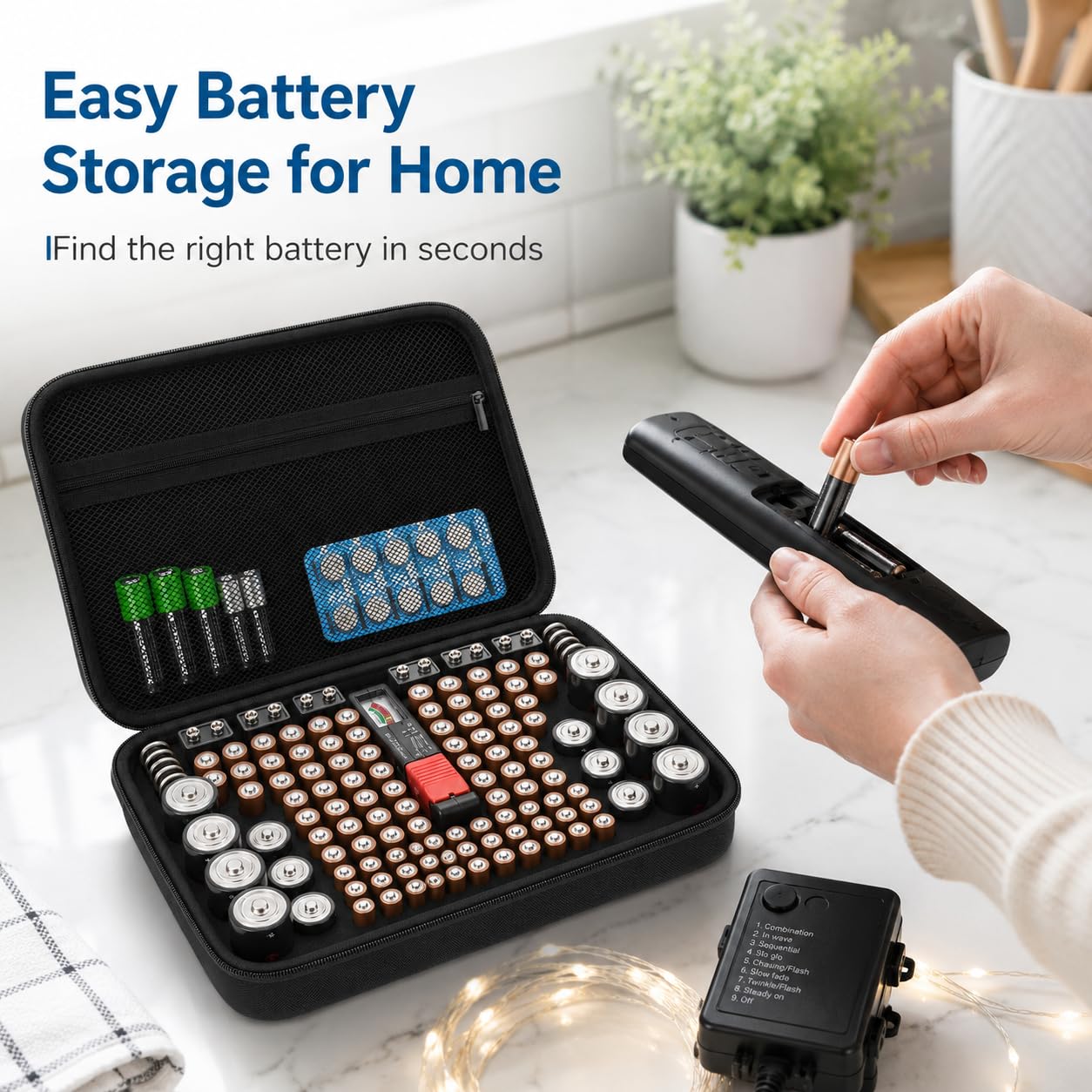 PAIYULE Battery Organizer Storage Case Box with Tester Checker, 220+ Batteries Holder Bag fits for AA AAA AAAA 9V C D Home Garage Container (Fits 220+ Batteries) (Fits 158+ Batteries)