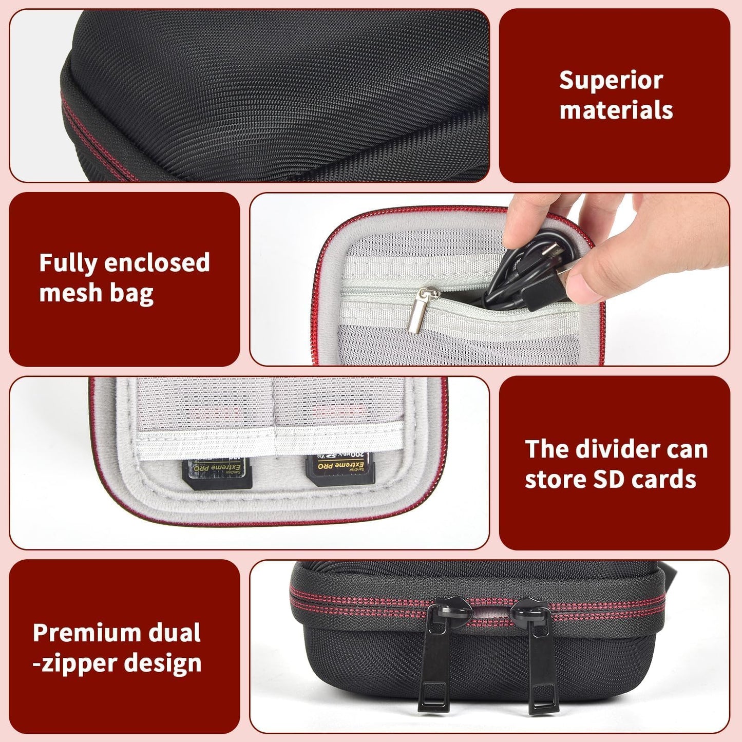 PAIYULE Digital Camera Case for Kodak Pixpro FZ55/ 45 for CAMKORY FHD 1080P, Small Camera Pouch for Canon PowerShot ELPH 180/190 for Sony DSCW830/ 800 for VAHOIALD Vlogging Cameras for Travel (White)