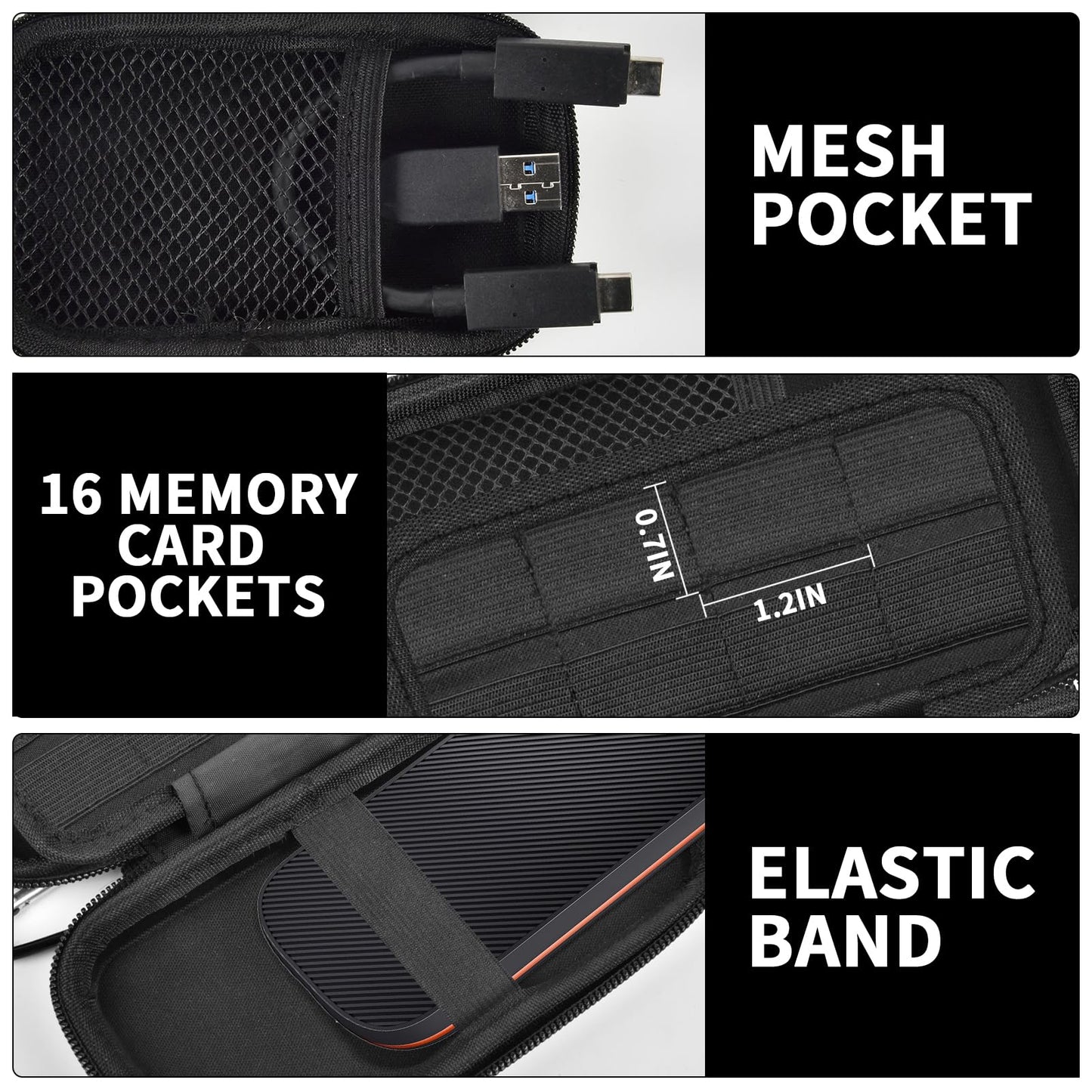 PAIYULE Case for SanDisk Extreme PRO Portable SSD with USB4, for SanDisk 2TB 4TB Solid State Drives, Memory Cards, SD Cards Storage Holder Organizer(Box Only)- Black