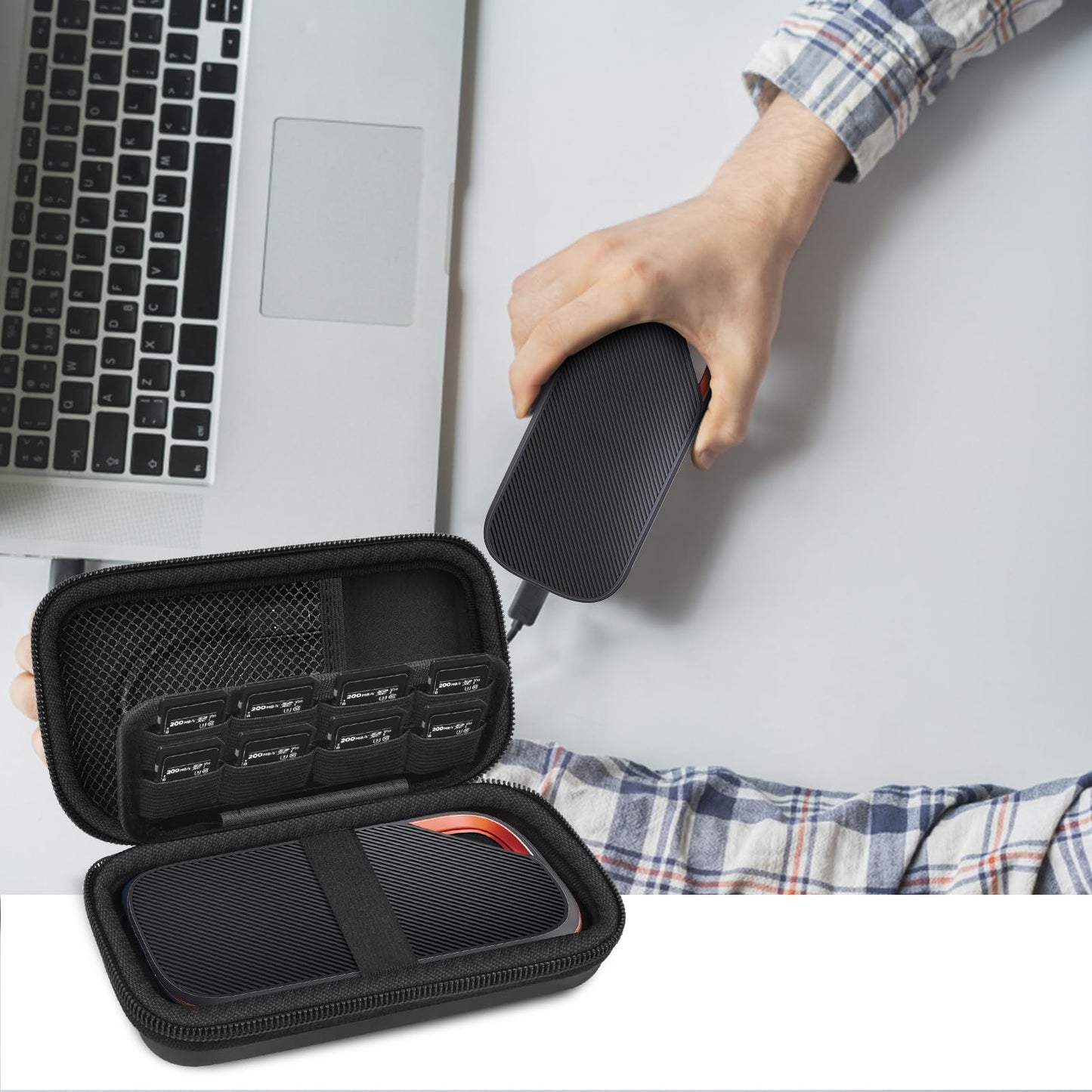 PAIYULE Case for SanDisk Extreme PRO Portable SSD with USB4, for SanDisk 2TB 4TB Solid State Drives, Memory Cards, SD Cards Storage Holder Organizer(Box Only)- Black