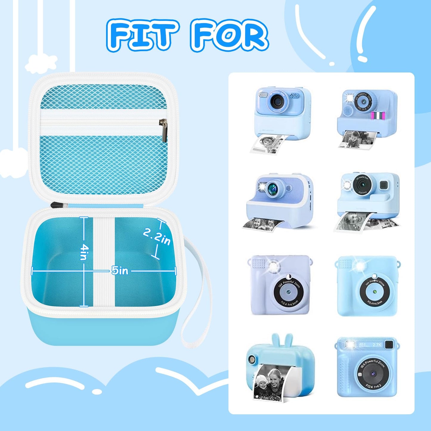 Kids Instant Print Camera Case with 3 Rolls Print Paper for Dylanto for Cimizi for Gofunly for HiMont for TIATUA for ESOXOFFORE for DUDUDRAGON for GKTZ for ETIKEZ Digital Video Bag (Box Only) Purple