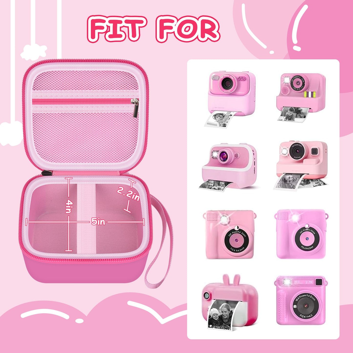 Kids Instant Print Camera Case with 3 Rolls Print Paper for Dylanto for Cimizi for Gofunly for HiMont for TIATUA for ESOXOFFORE for DUDUDRAGON for GKTZ for ETIKEZ Digital Video Bag (Box Only) Purple