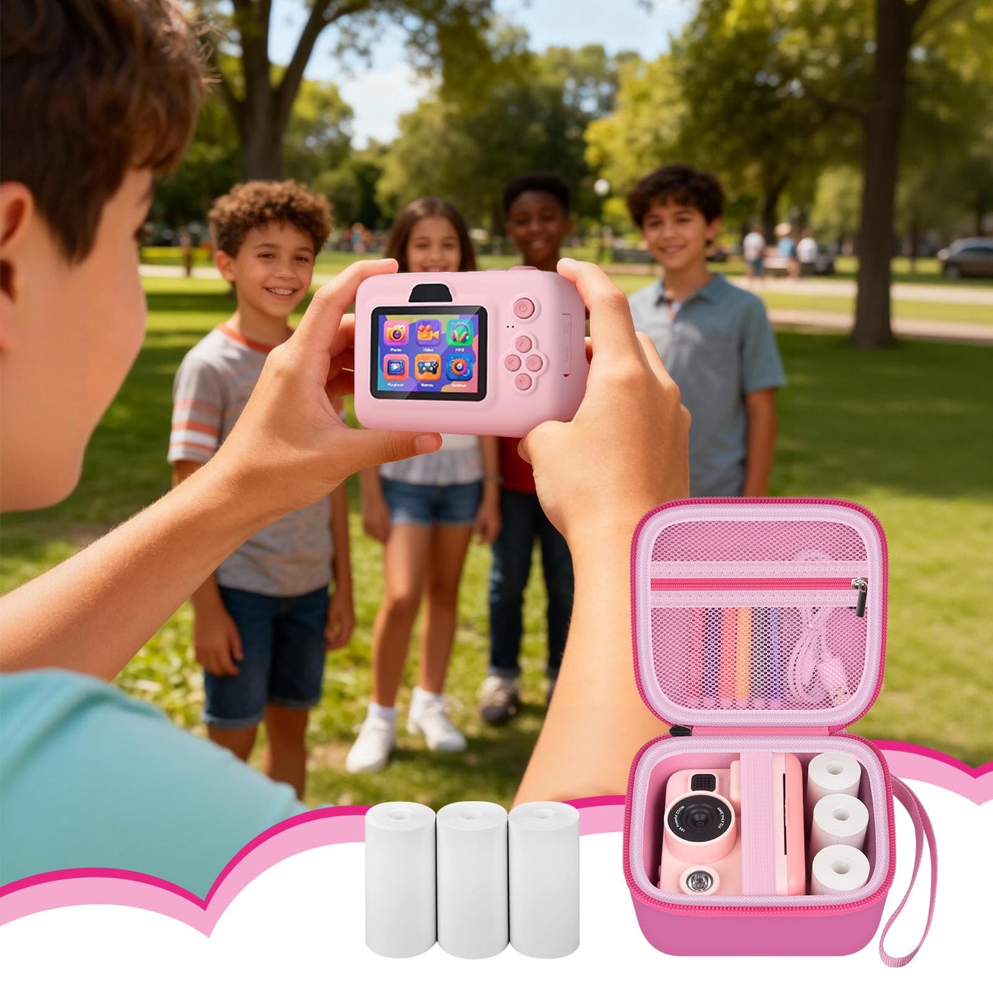 Kids Instant Print Camera Case with 3 Rolls Print Paper for Dylanto for Cimizi for Gofunly for HiMont for TIATUA for ESOXOFFORE for DUDUDRAGON for GKTZ for ETIKEZ Digital Video Bag (Box Only) Purple