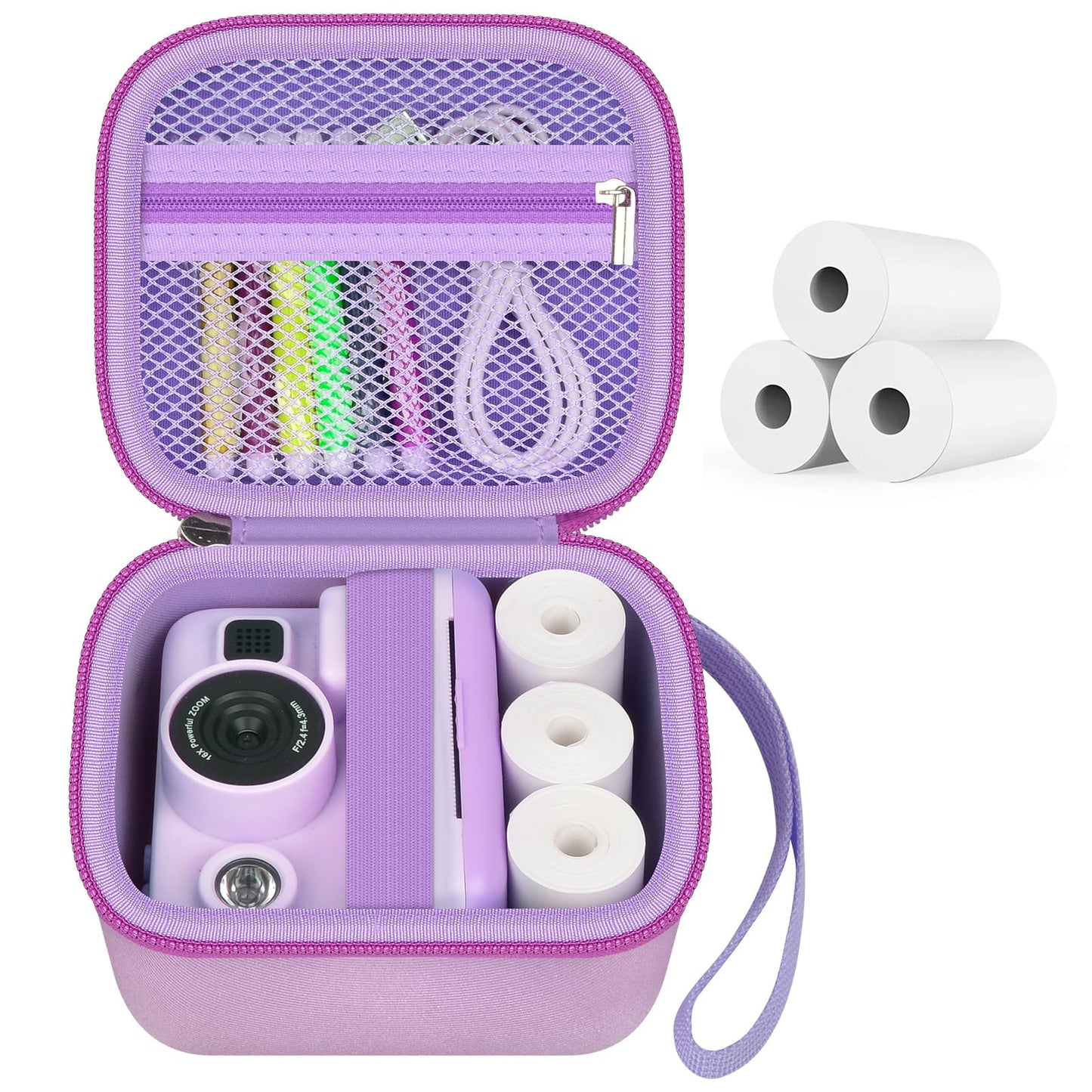 Kids Instant Print Camera Case with 3 Rolls Print Paper for Dylanto for Cimizi for Gofunly for HiMont for TIATUA for ESOXOFFORE for DUDUDRAGON for GKTZ for ETIKEZ Digital Video Bag (Box Only) Purple