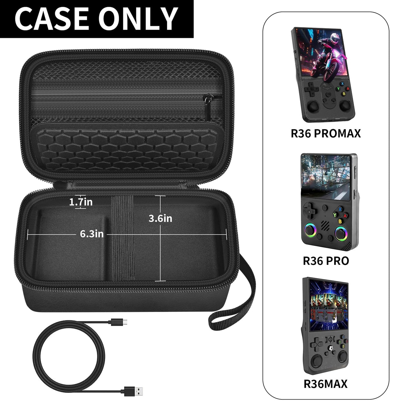 PAIYULE Travel Case for R36S/ RG353V/ RG353VS/ Game Boy Retro Handheld Game Console, Handheld Emulator Storage Holder Organizer, Android Game Console Carrying Bag (Box Only)