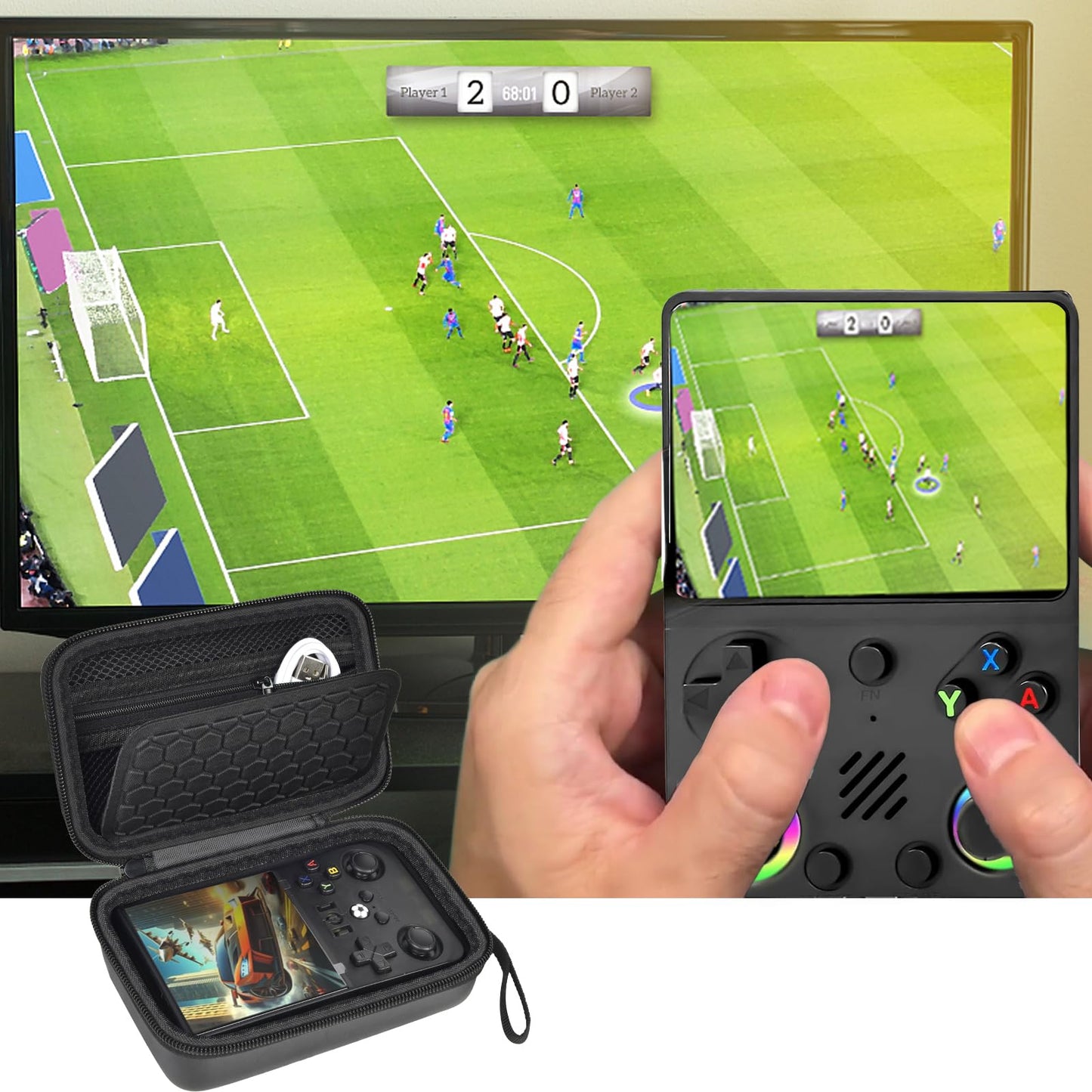 PAIYULE Travel Case for R36S/ RG353V/ RG353VS/ Game Boy Retro Handheld Game Console, Handheld Emulator Storage Holder Organizer, Android Game Console Carrying Bag (Box Only)