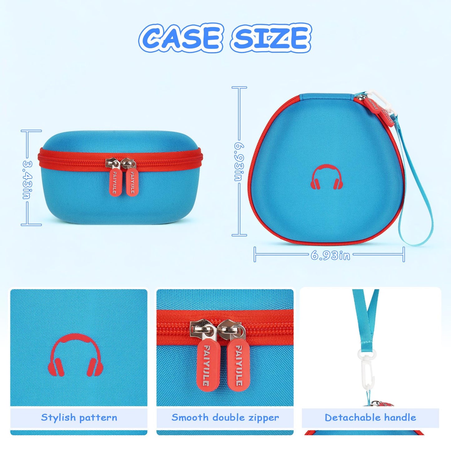 PAIYULE Kids Headphones Case for iClever/for EarFun/for JoySpark/for QearFun/for Candy Bila/for IMYB Foldable Wired Headphones, Earphone Storage for Kid Bluetooth Over Ear Headse - Blue(Box Only)