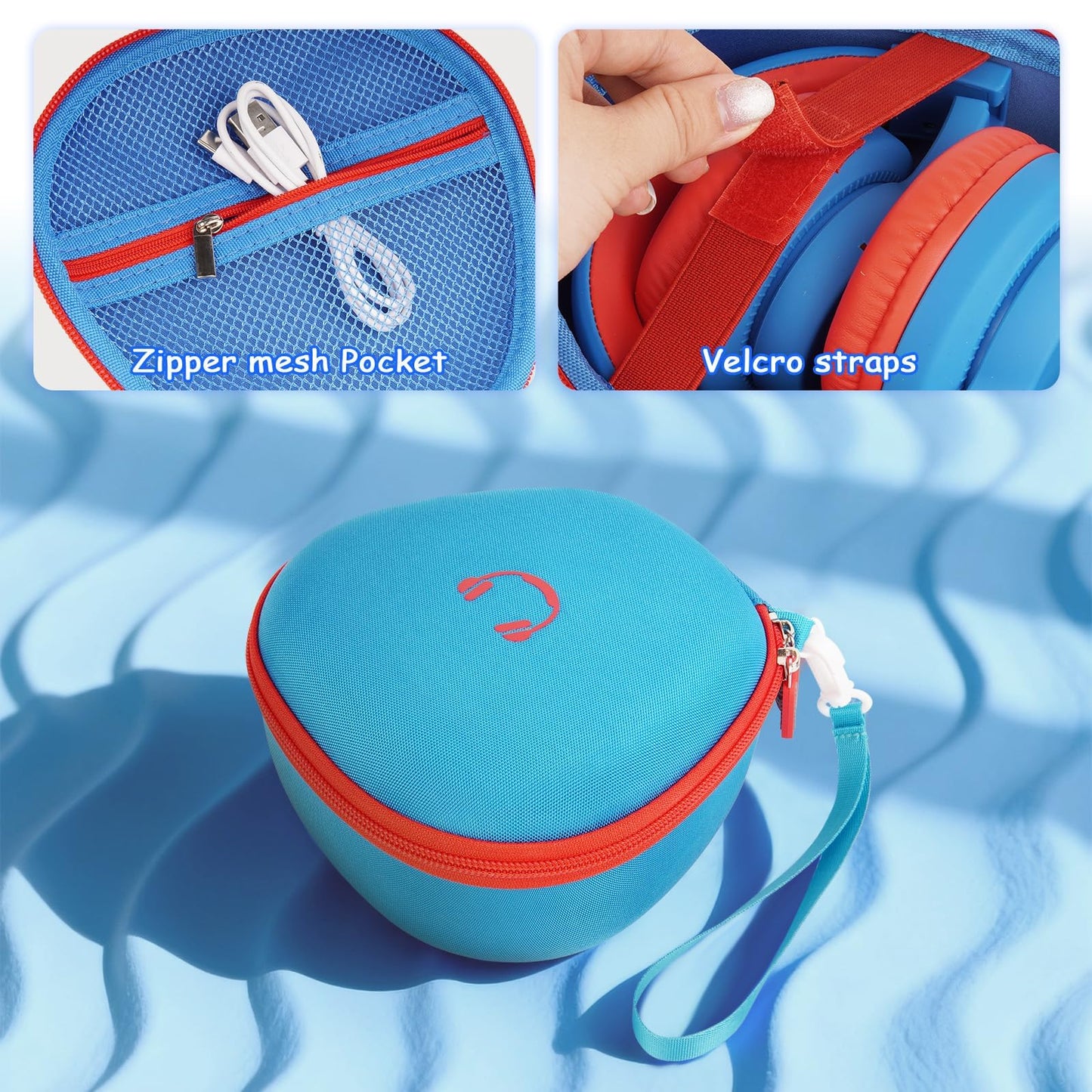 PAIYULE Kids Headphones Case for iClever/for EarFun/for JoySpark/for QearFun/for Candy Bila/for IMYB Foldable Wired Headphones, Earphone Storage for Kid Bluetooth Over Ear Headse - Blue(Box Only)
