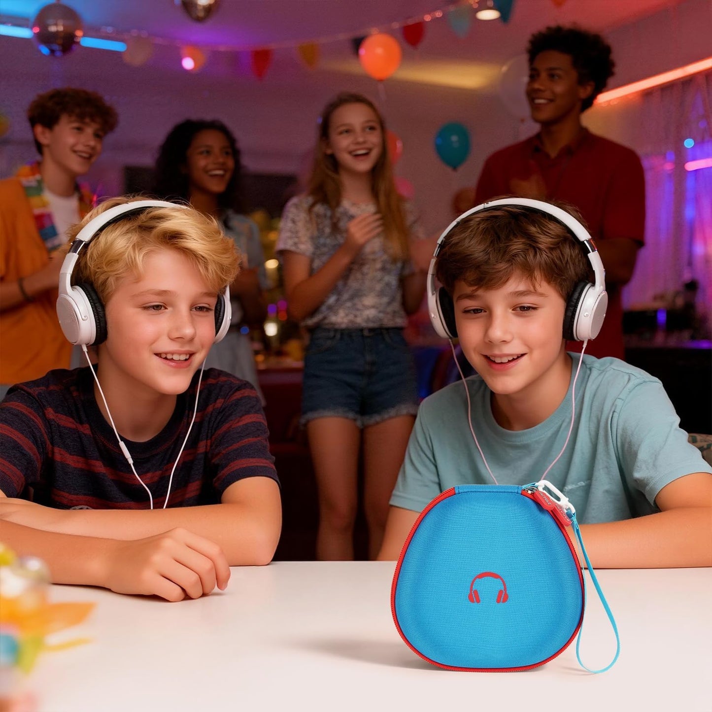 PAIYULE Kids Headphones Case for iClever/for EarFun/for JoySpark/for QearFun/for Candy Bila/for IMYB Foldable Wired Headphones, Earphone Storage for Kid Bluetooth Over Ear Headse - Blue(Box Only)