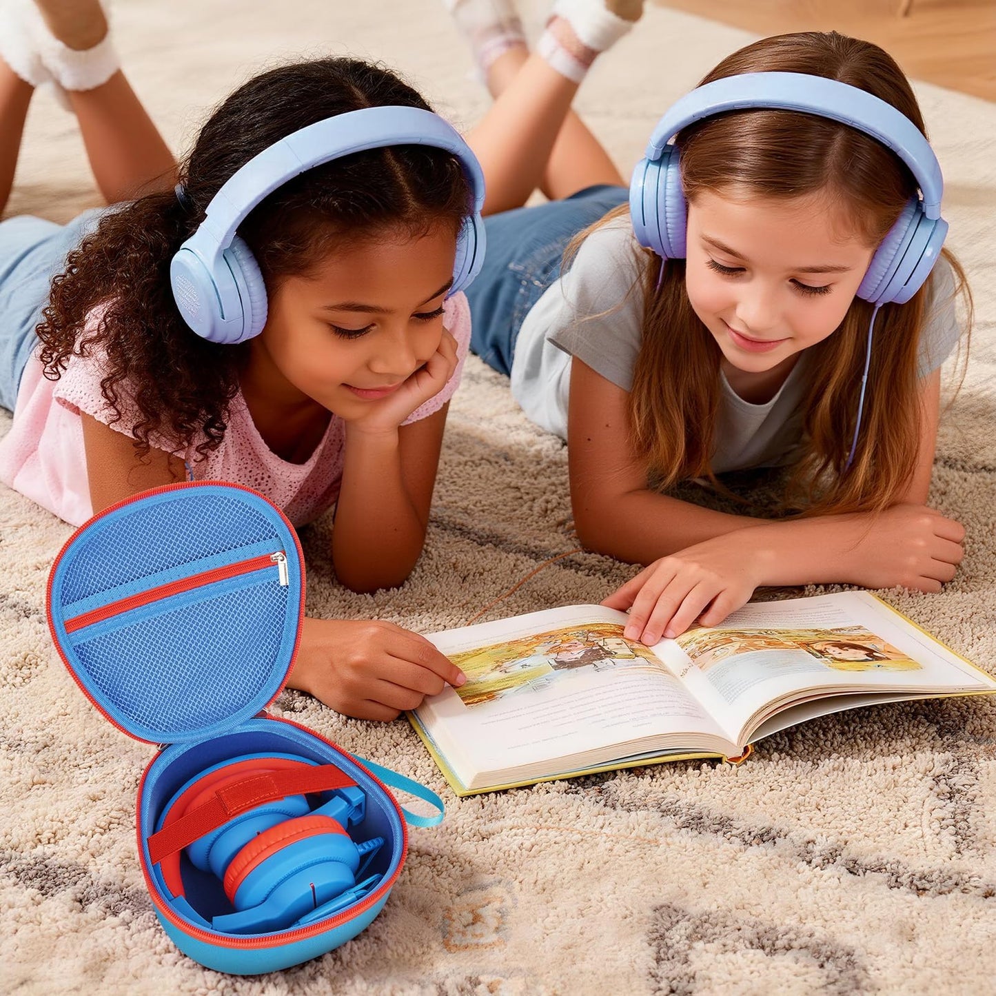PAIYULE Kids Headphones Case for iClever/for EarFun/for JoySpark/for QearFun/for Candy Bila/for IMYB Foldable Wired Headphones, Earphone Storage for Kid Bluetooth Over Ear Headse - Blue(Box Only)
