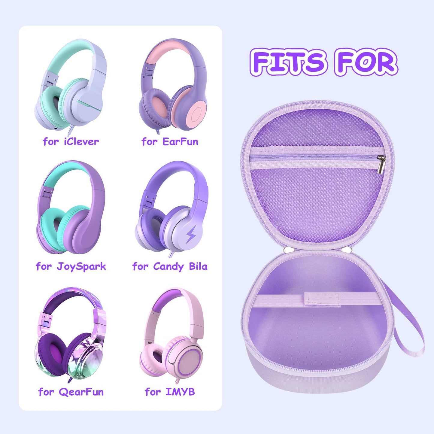 PAIYULE Kids Headphones Case for iClever/for EarFun/for JoySpark/for QearFun/for Candy Bila/for IMYB Foldable Wired Headphones, Earphone Storage for Kid Bluetooth Over Ear Headse - Blue(Box Only)
