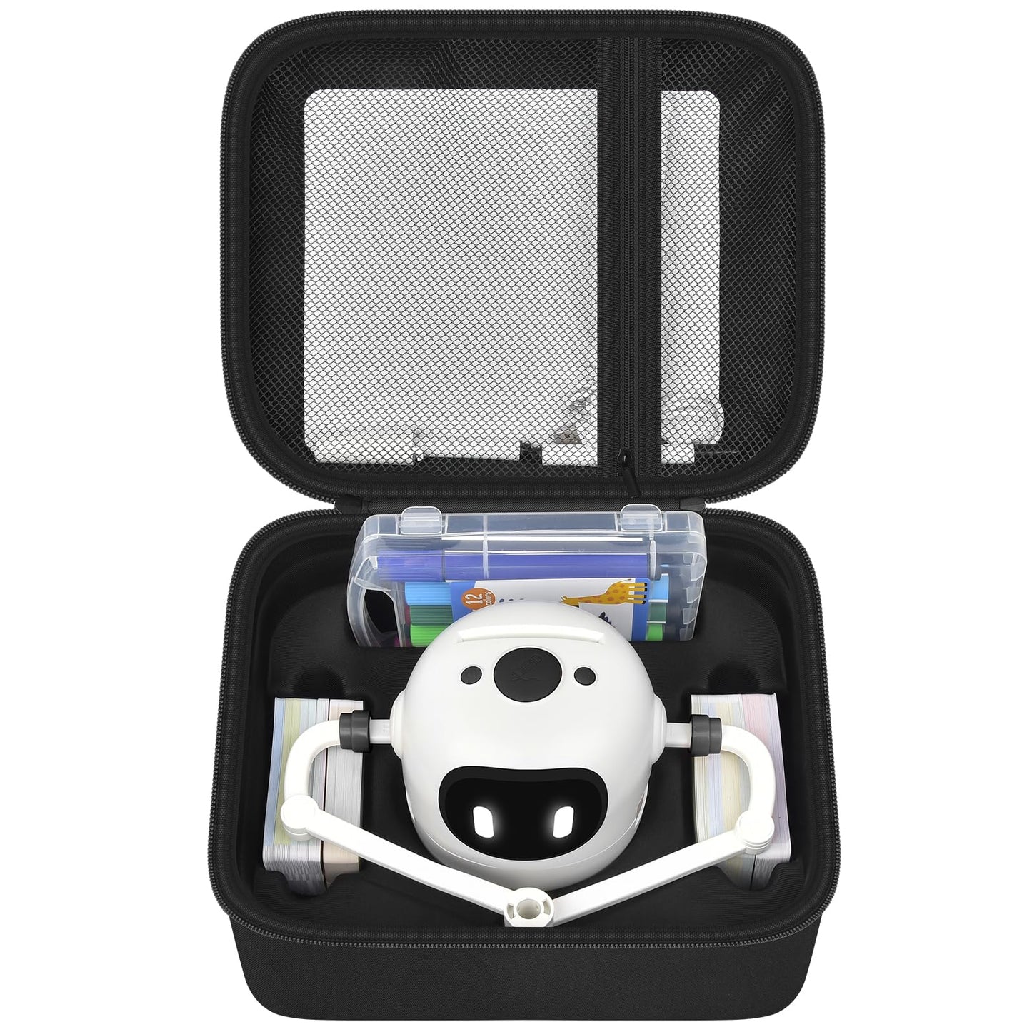 PAIYULE Drawing Robot Carrying Case for RIVGOT for ERYMCS for NAUQUOHZ for Dysh, Universal Voice Interactive Educational Drawing Machine Box with Mesh Bag & Groove for Drawing Cards & More (Case Only)