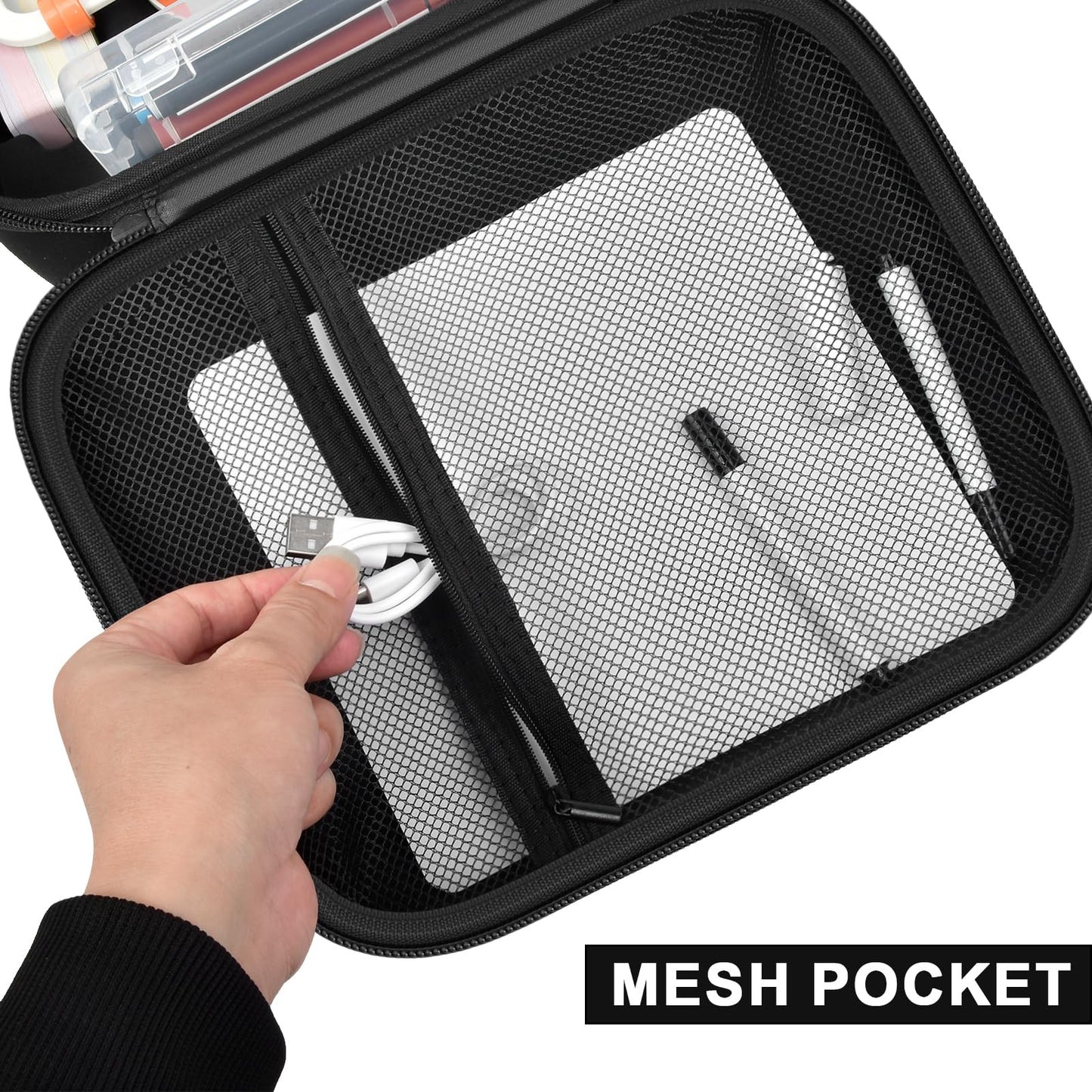 PAIYULE Drawing Robot Carrying Case for RIVGOT for ERYMCS for NAUQUOHZ for Dysh, Universal Voice Interactive Educational Drawing Machine Box with Mesh Bag & Groove for Drawing Cards & More (Case Only)
