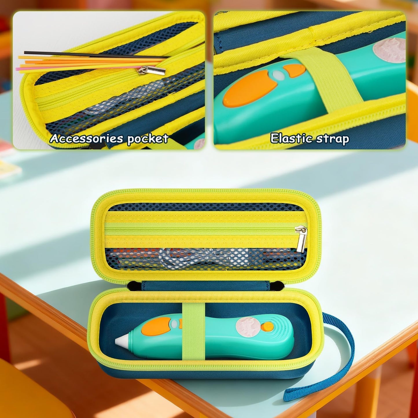 PAIYULE Case Compatible with 3Doodler Start+ Essentials for 3D Printing Pen Set for Kids, Travel Storage Organizer Holder for Filament Refill Packs and USB Charger(Box Only) Dark Green