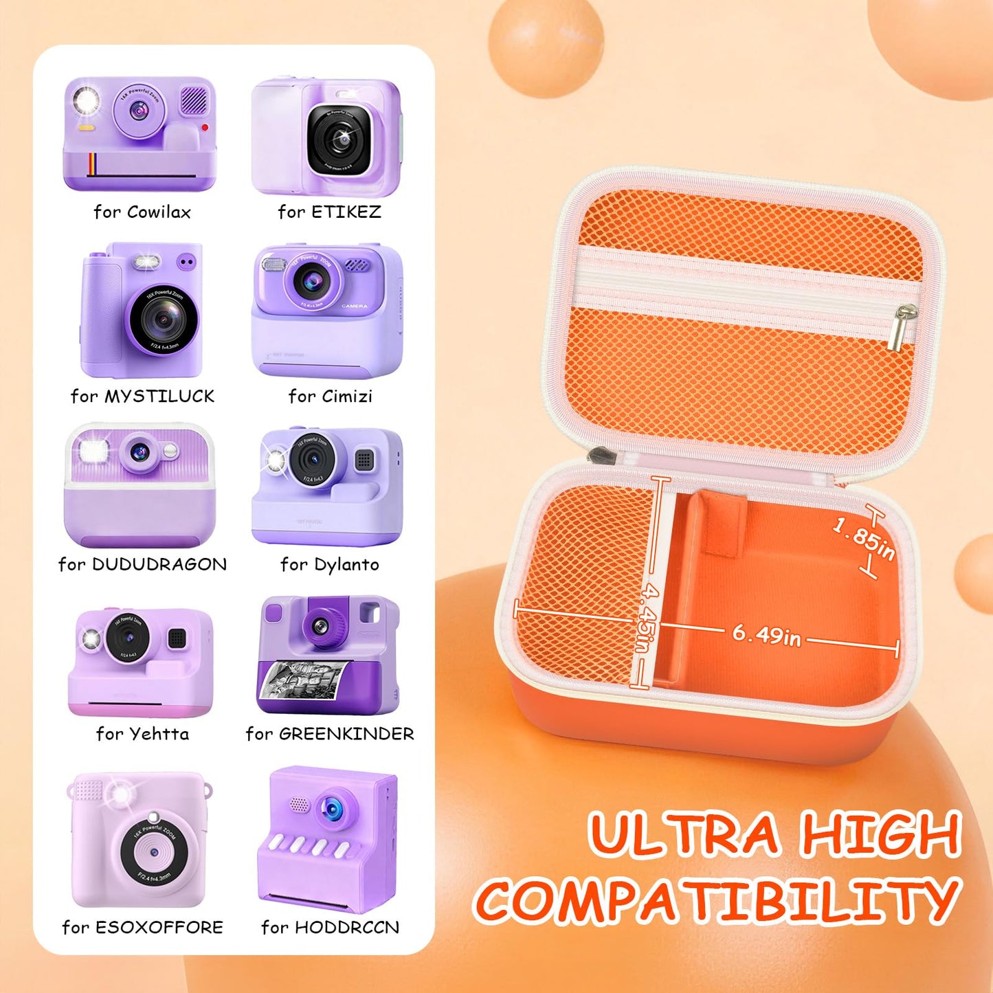 PAIYULE Kids Instant Print Camera Case Compatible with ETIKEZ for GREENKINDER for Yusuuo for HODDRCCN for Cowilax for Yehtta for Gofunly Digital Video Prints Paper Bag (Box Only)-Orange