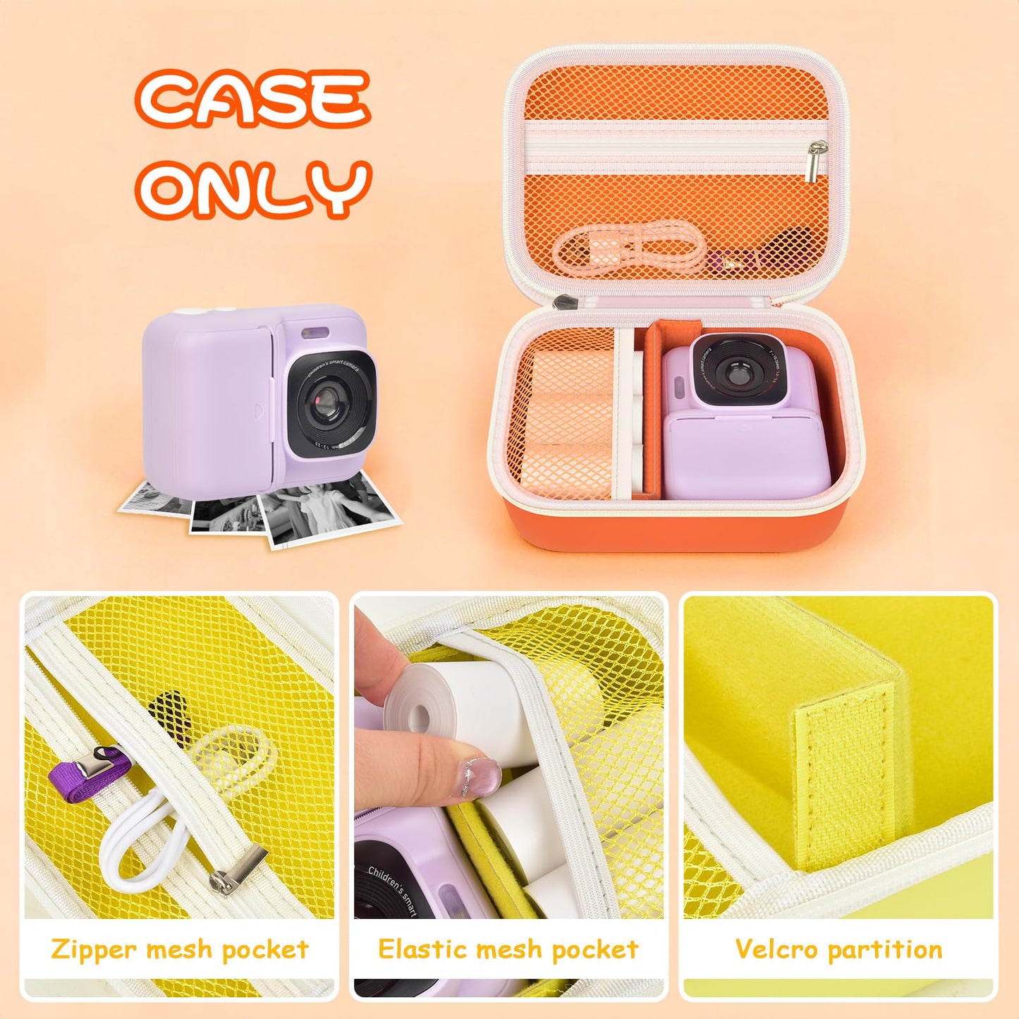 PAIYULE Kids Instant Print Camera Case Compatible with ETIKEZ for GREENKINDER for Yusuuo for HODDRCCN for Cowilax for Yehtta for Gofunly Digital Video Prints Paper Bag (Box Only)-Orange