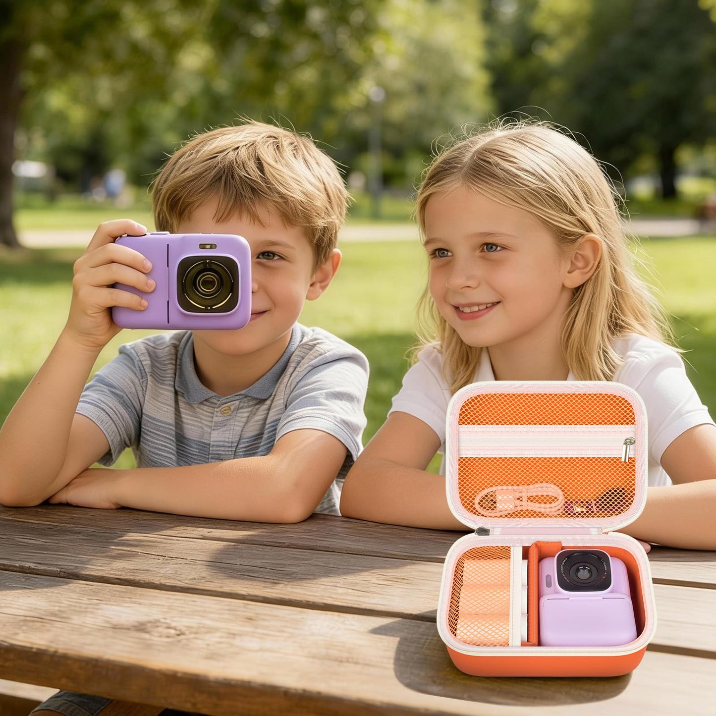 PAIYULE Kids Instant Print Camera Case Compatible with ETIKEZ for GREENKINDER for Yusuuo for HODDRCCN for Cowilax for Yehtta for Gofunly Digital Video Prints Paper Bag (Box Only)-Orange
