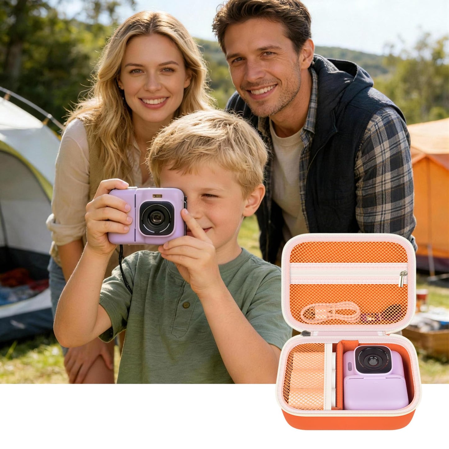 PAIYULE Kids Instant Print Camera Case Compatible with ETIKEZ for GREENKINDER for Yusuuo for HODDRCCN for Cowilax for Yehtta for Gofunly Digital Video Prints Paper Bag (Box Only)-Orange