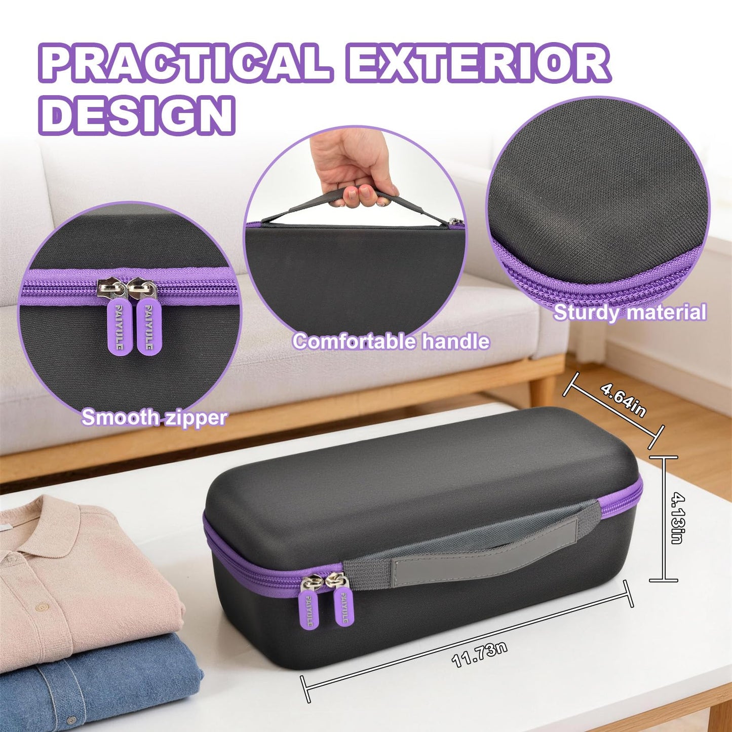PAIYULE Portable Steamer Travel Case, Storage Bag Compatible with DRFLASH Handheld Clothes Steamer, Organized with Mesh Pocket for Accessories (Case Only), Dark Gray