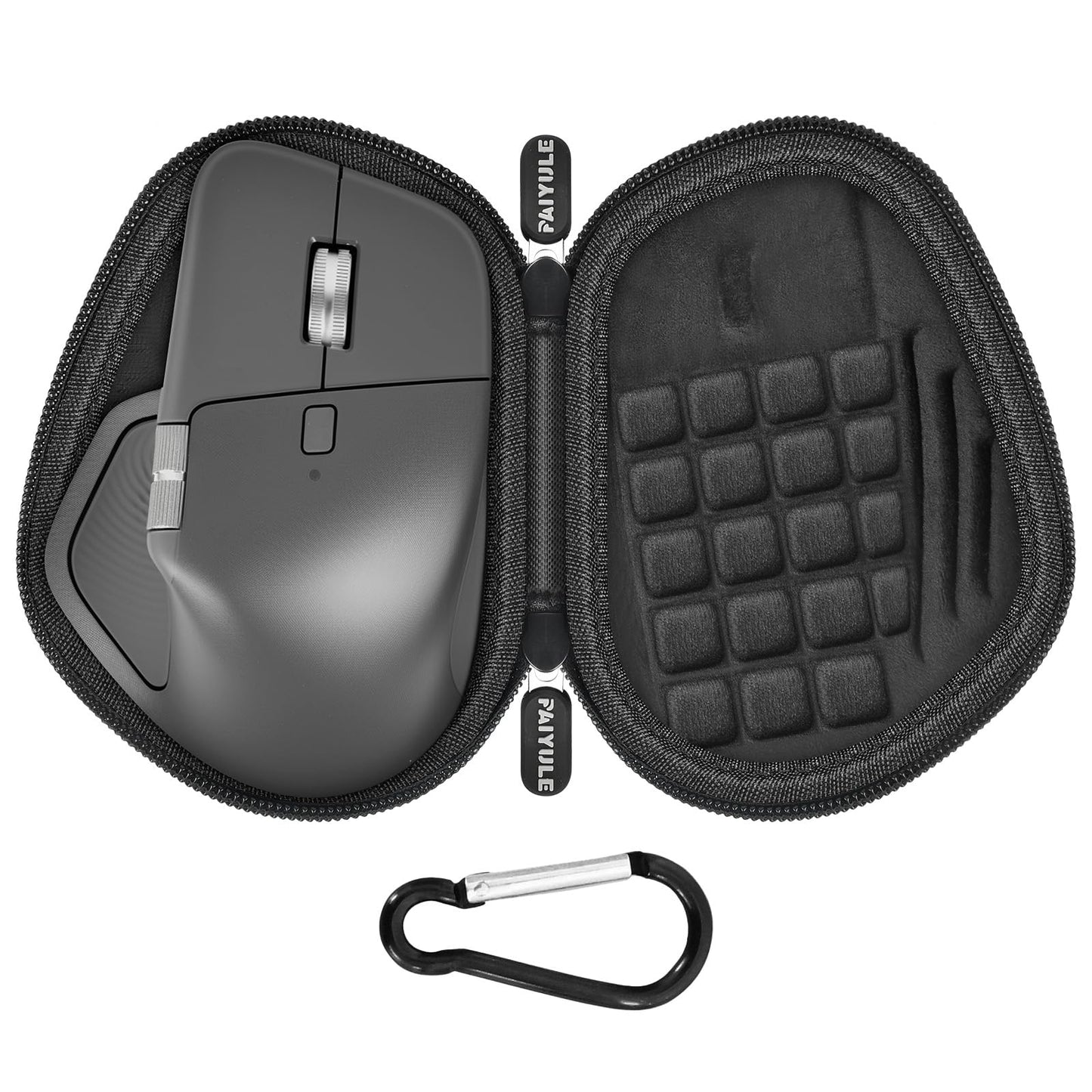 Carrying Case Compatible with Logitech MX Master 4/3S/3 Mouse, Waterproof PU Leather Travel Bag with Precise Receiver Slot & Scroll Wheel Protection, Anti-Shake Foam Padded Hard Shell, Black