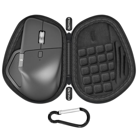 Carrying Case Compatible with Logitech MX Master 4/3S/3 Mouse, Waterproof PU Leather Travel Bag with Precise Receiver Slot & Scroll Wheel Protection, Anti-Shake Foam Padded Hard Shell, Black