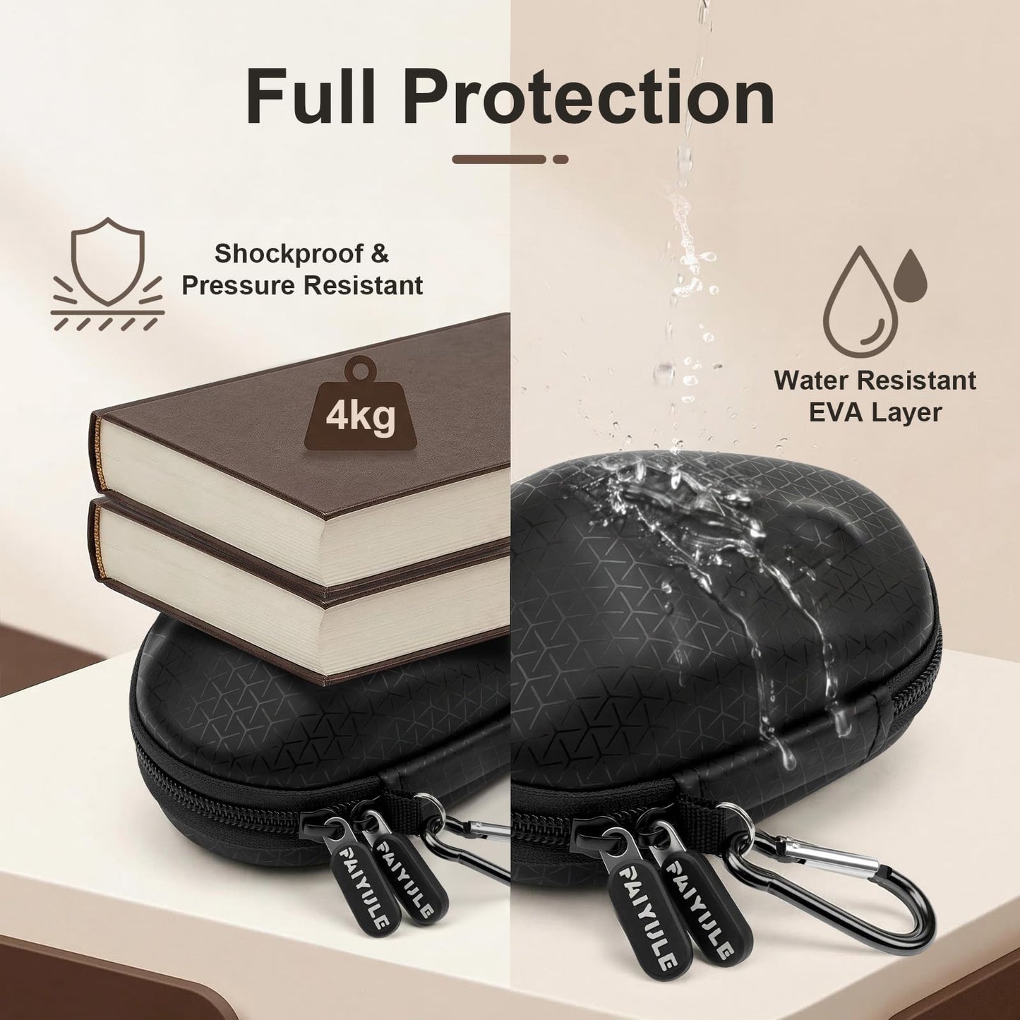 Carrying Case Compatible with Logitech MX Master 4/3S/3 Mouse, Waterproof PU Leather Travel Bag with Precise Receiver Slot & Scroll Wheel Protection, Anti-Shake Foam Padded Hard Shell, Black